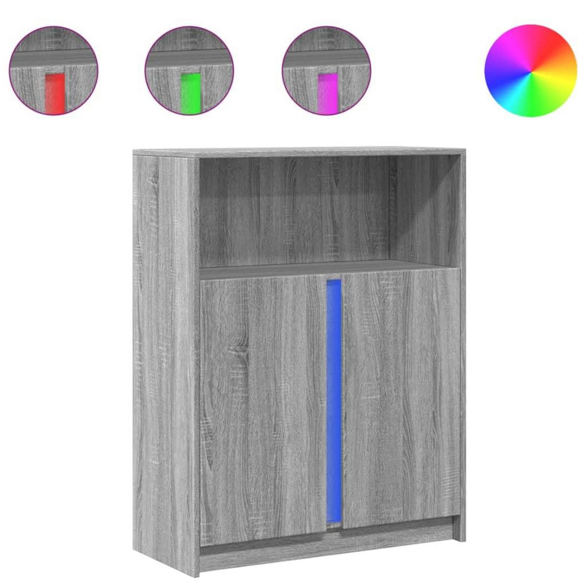 VIDAXL Buffet avec LED sonoma gris 77x34x100 cm bois d'ingenierie