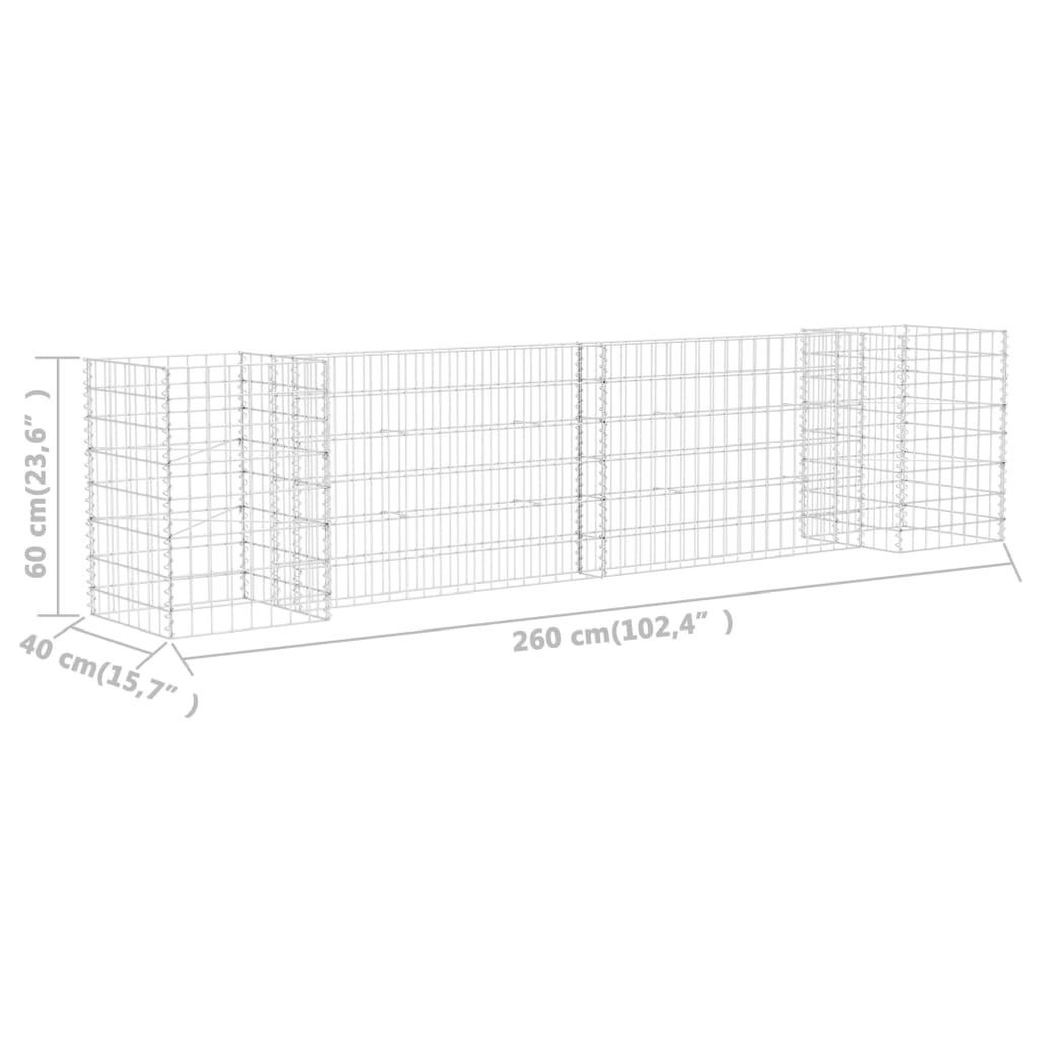 Voir la diapositive 6 : VIDAXL Jardiniere a gabion en H Fil d'acier 260x40x60 cm