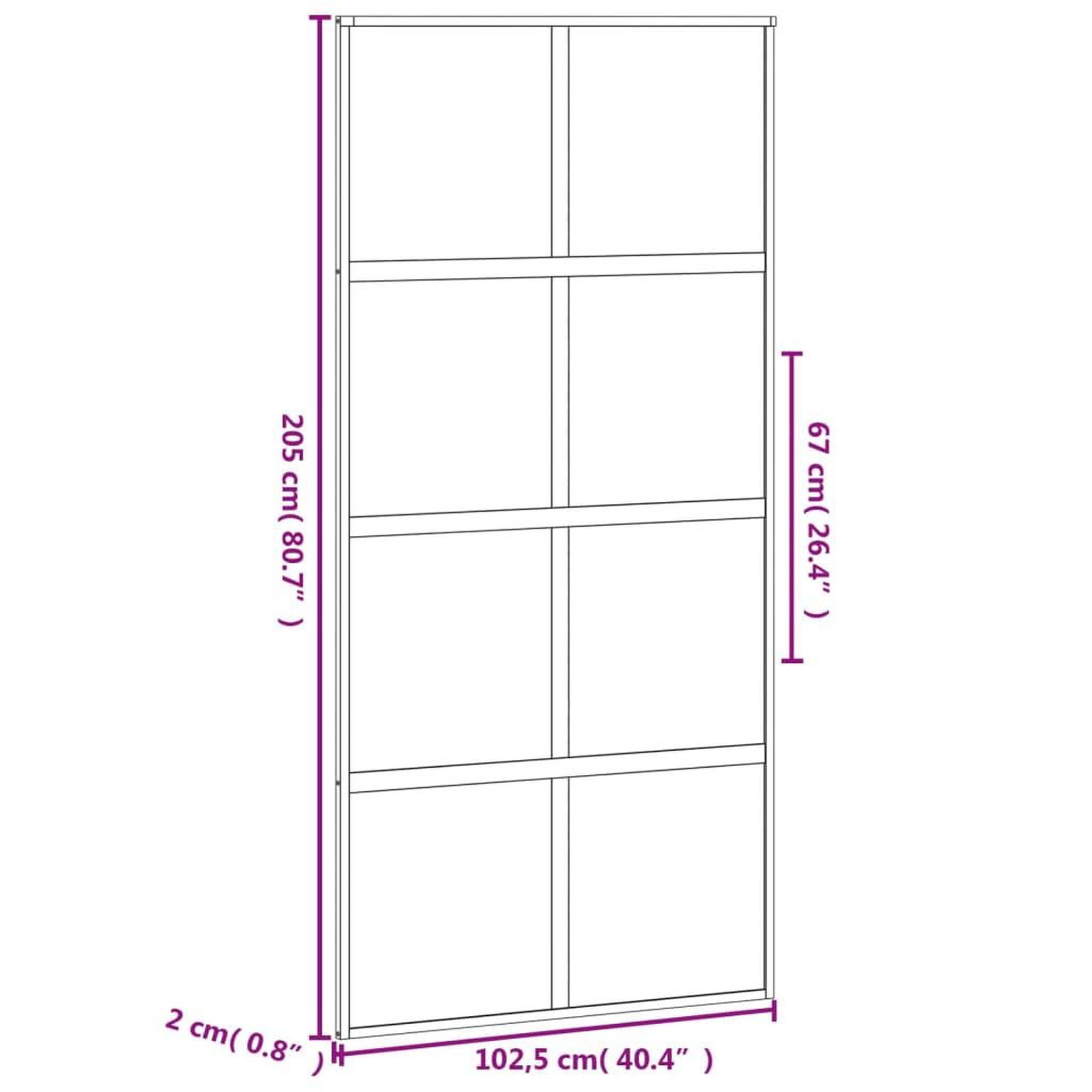 Voir la diapositive 6 : VIDAXL Porte coulissante noir 102,5x205 cm verre trempe aluminium
