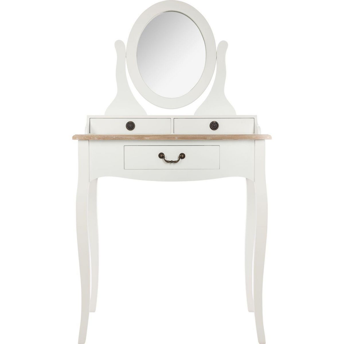 ATMOSPHERA Coiffeuse design bois Chrysa - L. 74 x H. 135 cm - Blanc