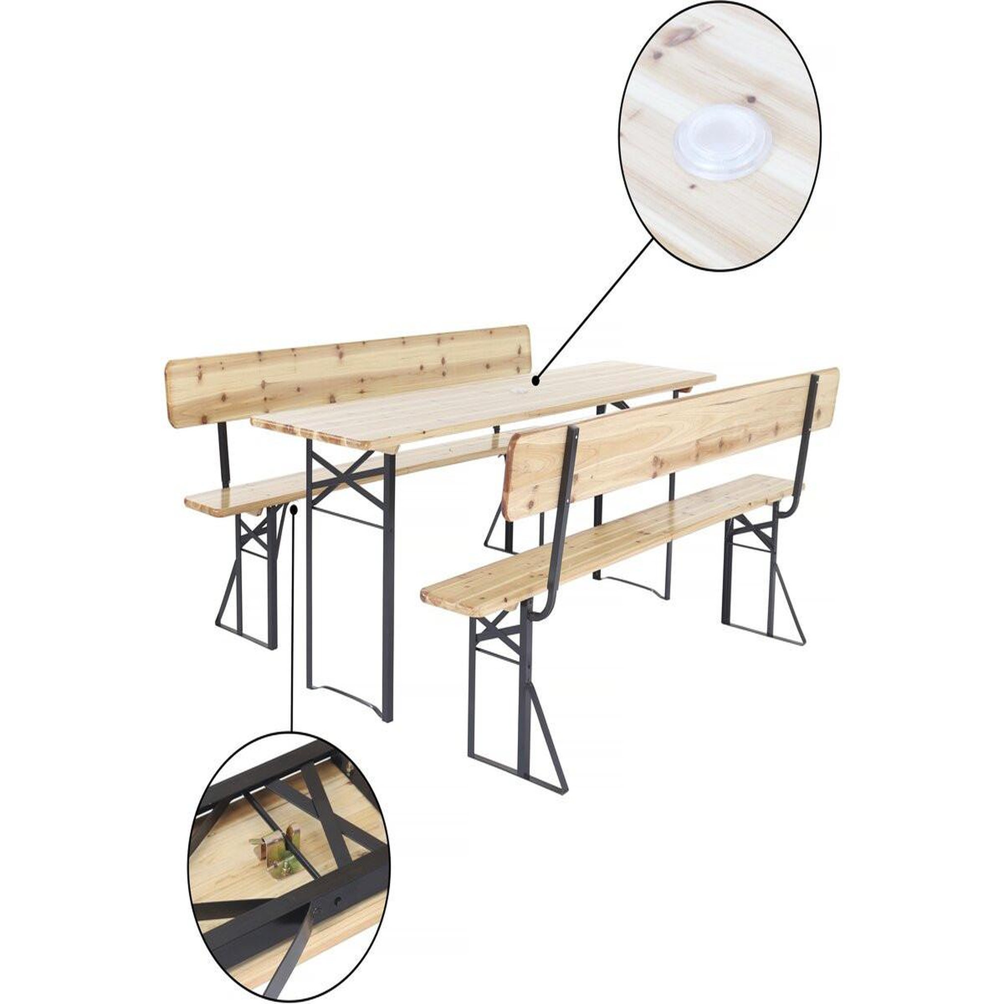 Voir la diapositive 3 : Habitat et Jardin Salon de jardin set brasserie en bois avec dossier  lisbonne  - 220 cm - marron