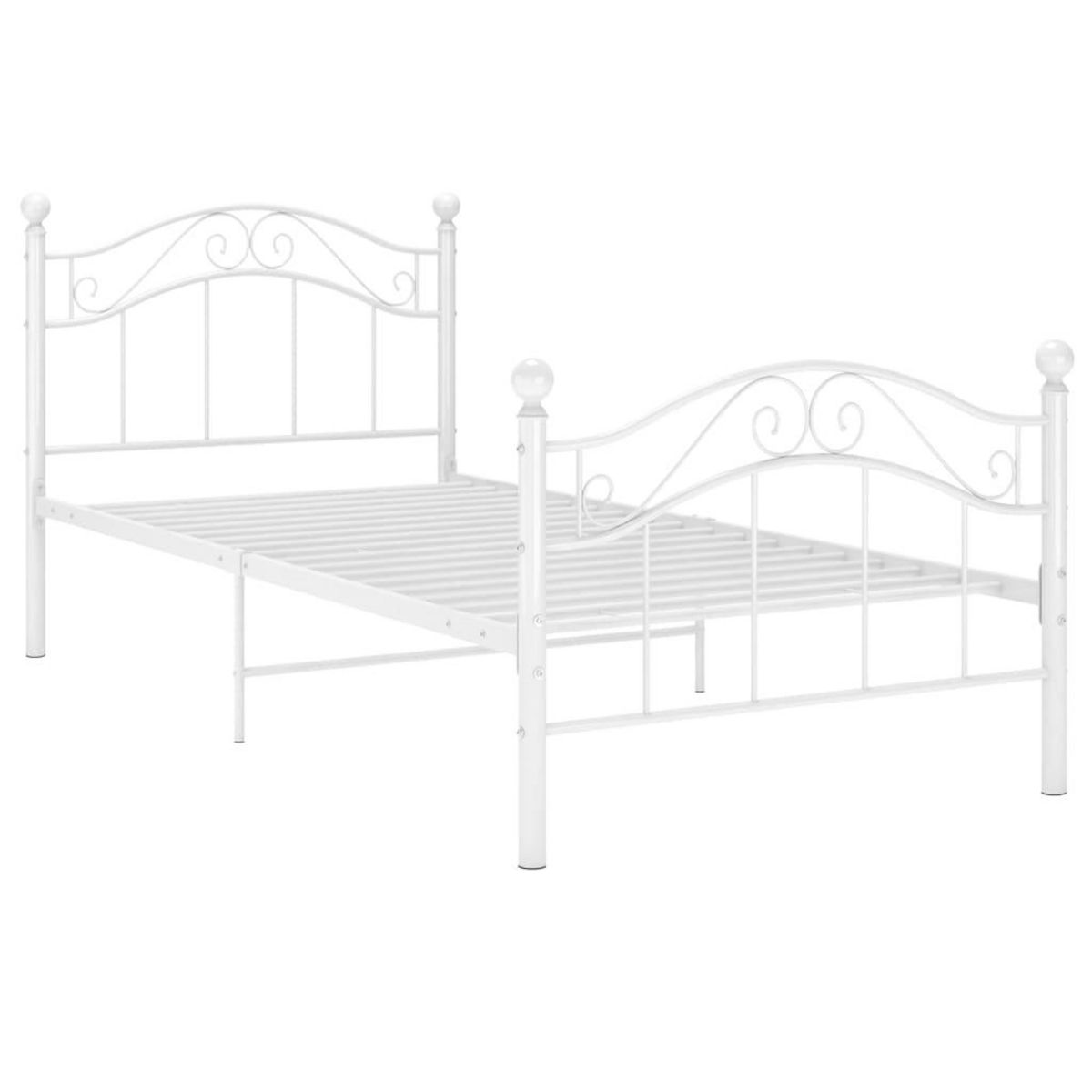 VIDAXL Cadre de lit sans matelas blanc metal 90x200 cm