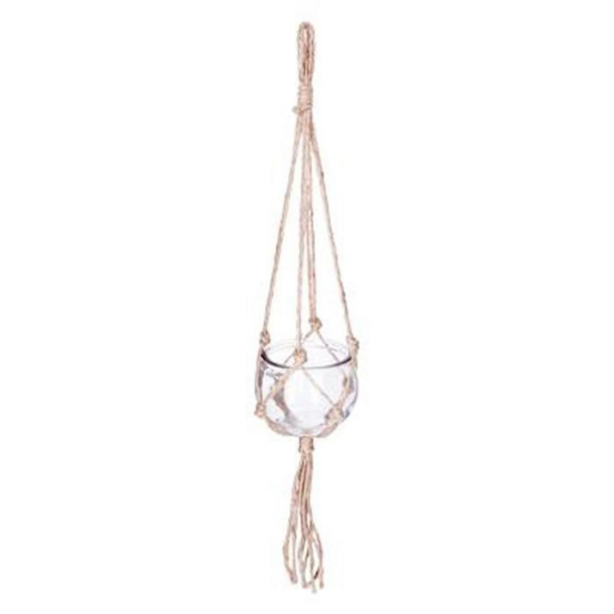 ATMOSPHERA Cache-Pot en Verre  Jute  56cm Transparent