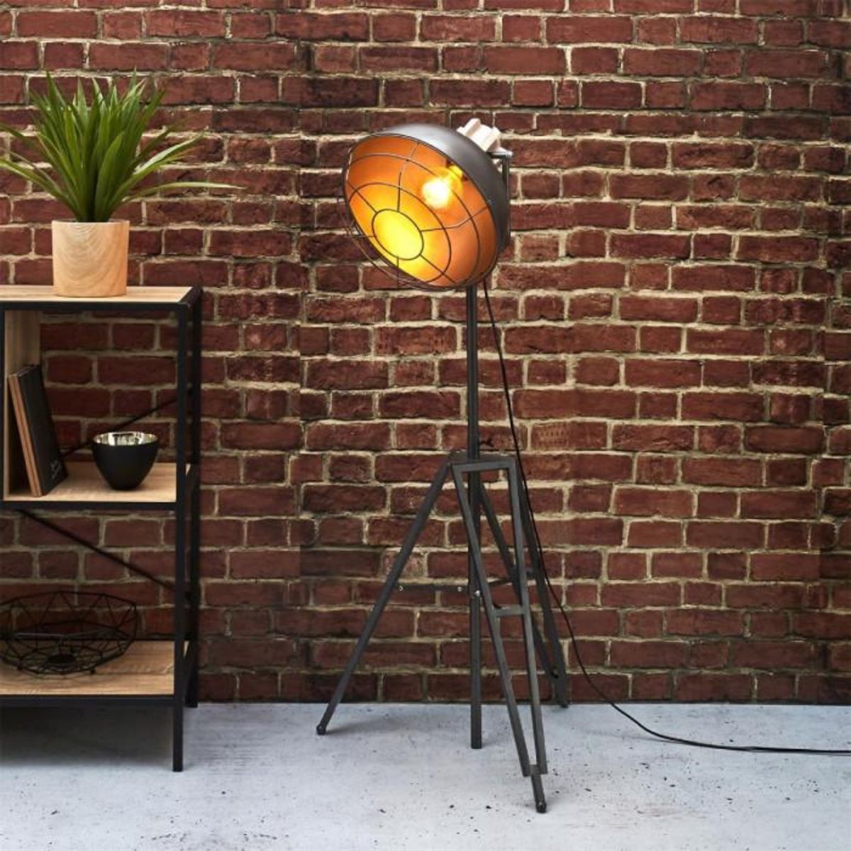 Paris Prix Lampadaire Industriel  Trépied  124cm Gris