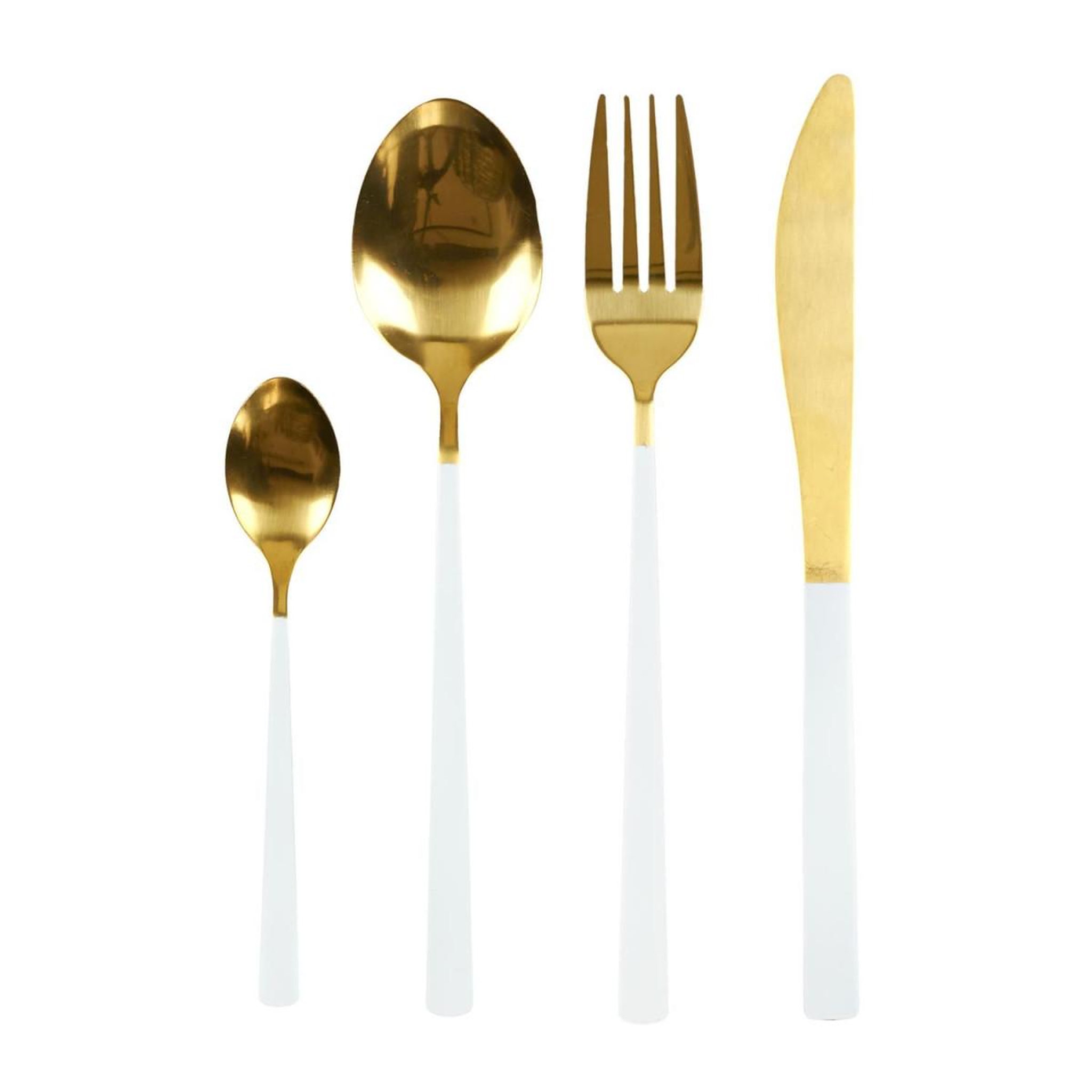 The Home Deco Factory Ménagère 16 pièces  repas  25cm blanc & or
