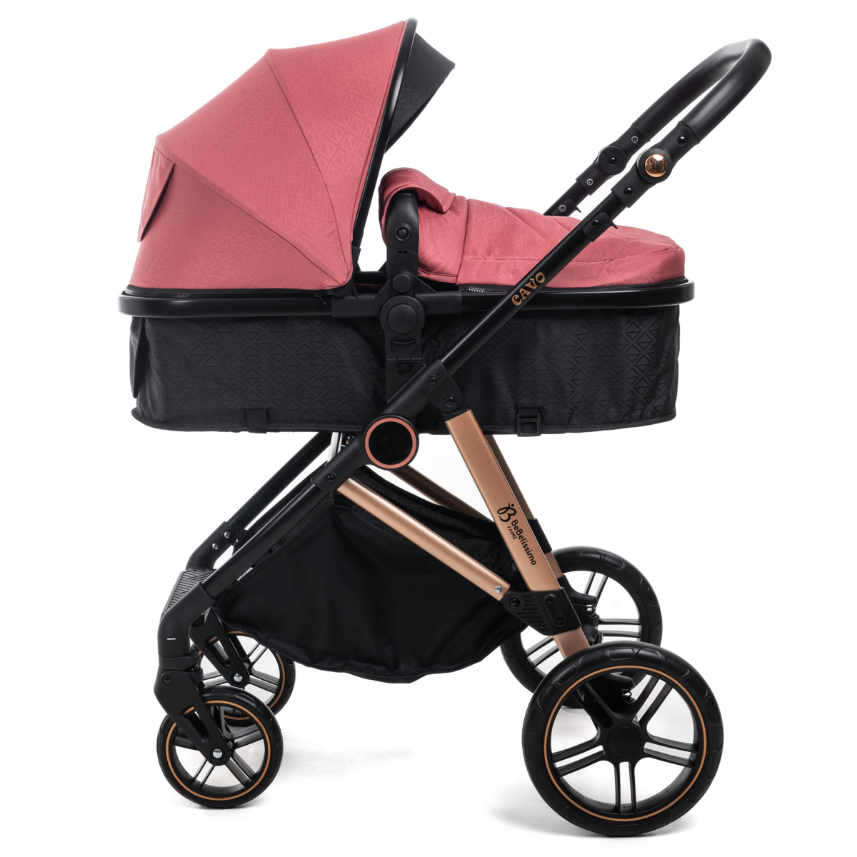 BEBELISSIMO BEBELISSIMO - Poussette combinée trio 3 en 1 - siège auto 0+ CAVO – nacelle – dès la naissance – jusqu'à 22kg - bordeaux