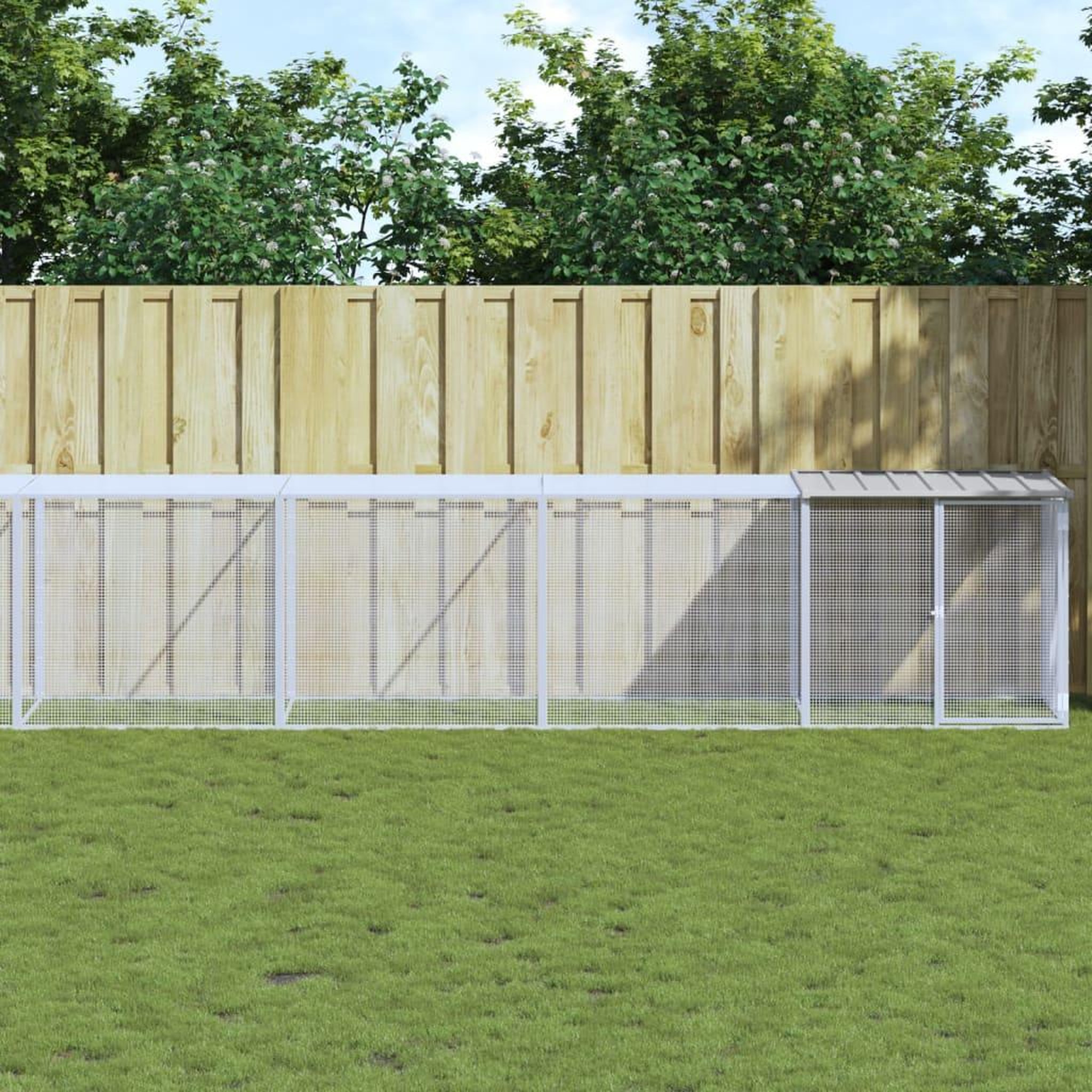 VIDAXL Poulailler avec toit gris clair 1003x98x90 cm acier galvanise