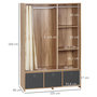 Voir la diapositive 3 : HOMCOM Vestiaire d'entrée - barre de penderie, 3 niches, 3 tiroirs tissu, rideau - panneaux aspect chêne clair polyester gris lin beige