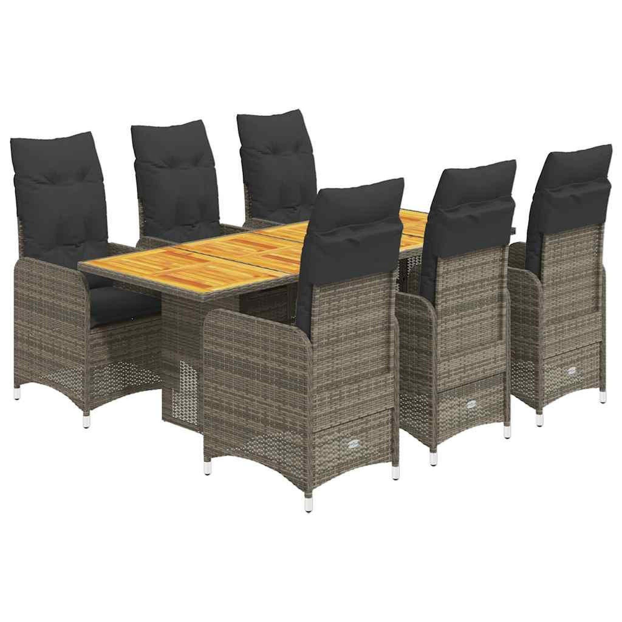 Voir la diapositive 2 : VIDAXL Ensemble de bistro de jardin 7 pcs coussins gris poly rotin