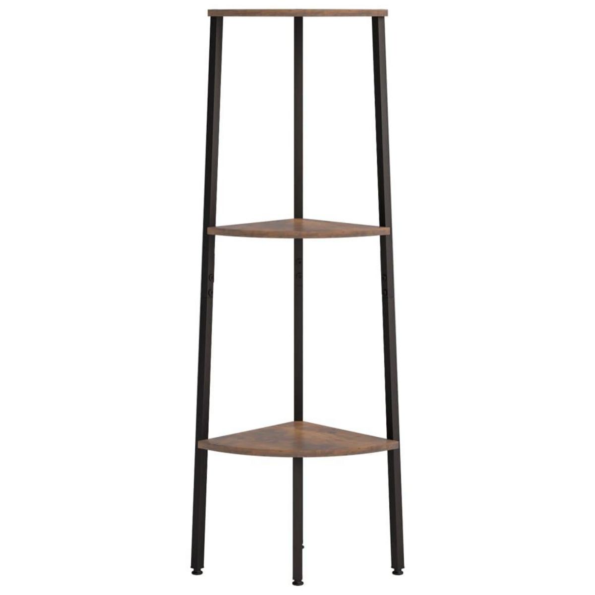 VIDAXL Etagere d'angle 3 niveaux Marron fonce et noir 45,5x31,5x120 cm