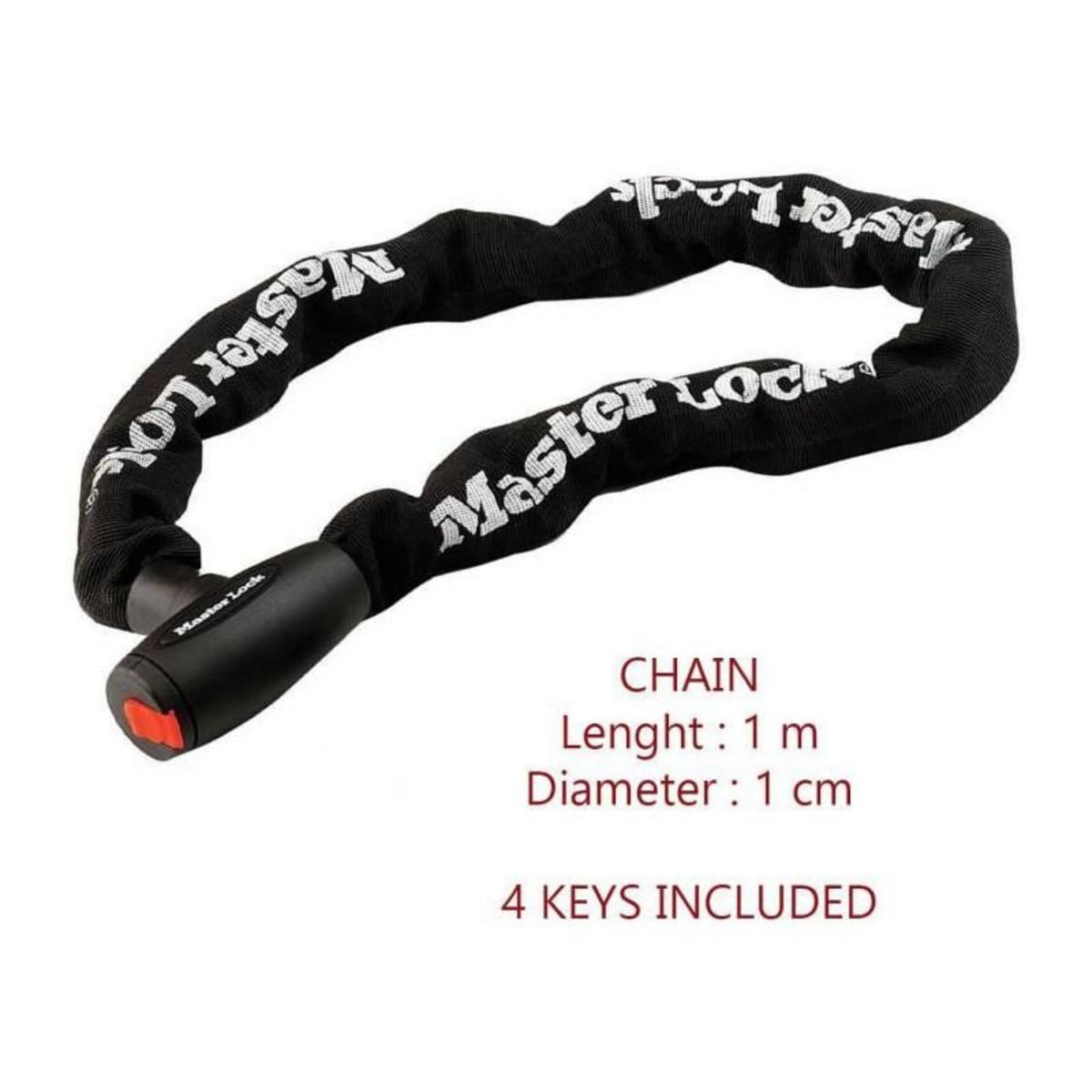 Master lock Chaîne Antivol Moto [Clé] [1 m chaîne] 8291EURDPS - Idéal pour les Motos et Scooters