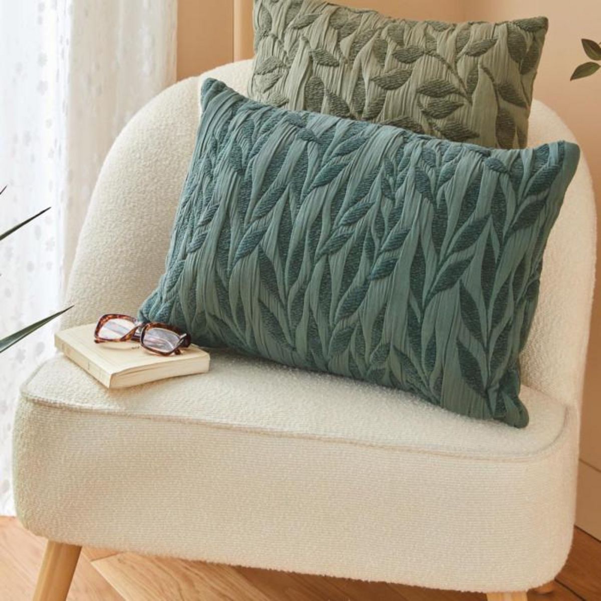 ATMOSPHERA Coussin Déco Jacquard  Lethon  38x58cm Vert Tilleul