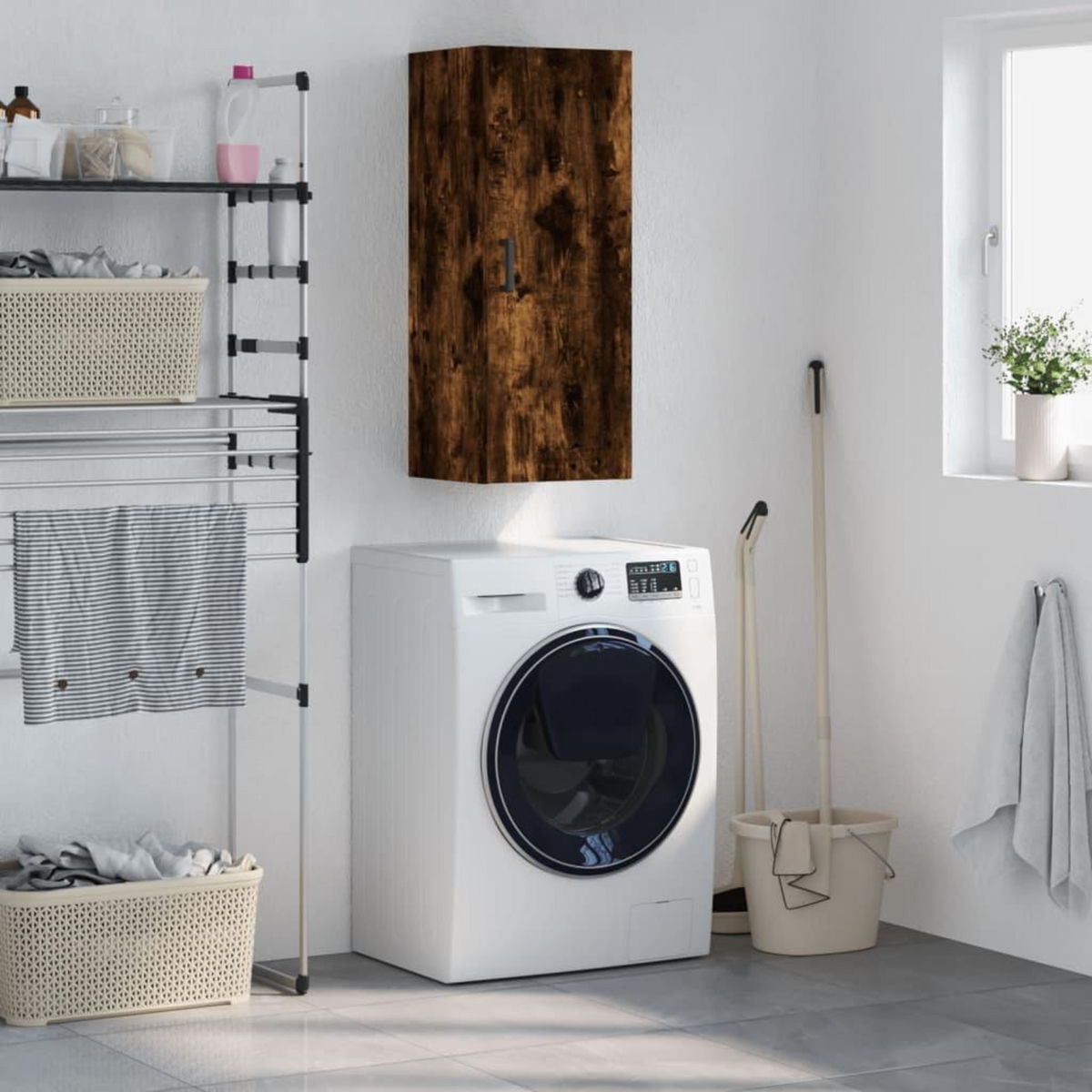 VIDAXL Armoire murale chene fume 34,5x34x90 cm