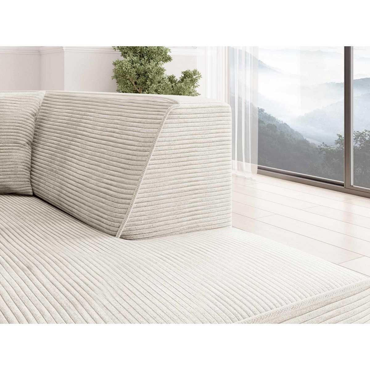 BEST MOBILIER Duchamp - canapé d'angle gauche - 5 places - en velours côtelé