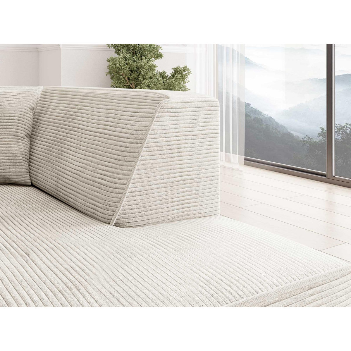 BEST MOBILIER Duchamp - canapé d'angle gauche - 5 places - en velours côtelé