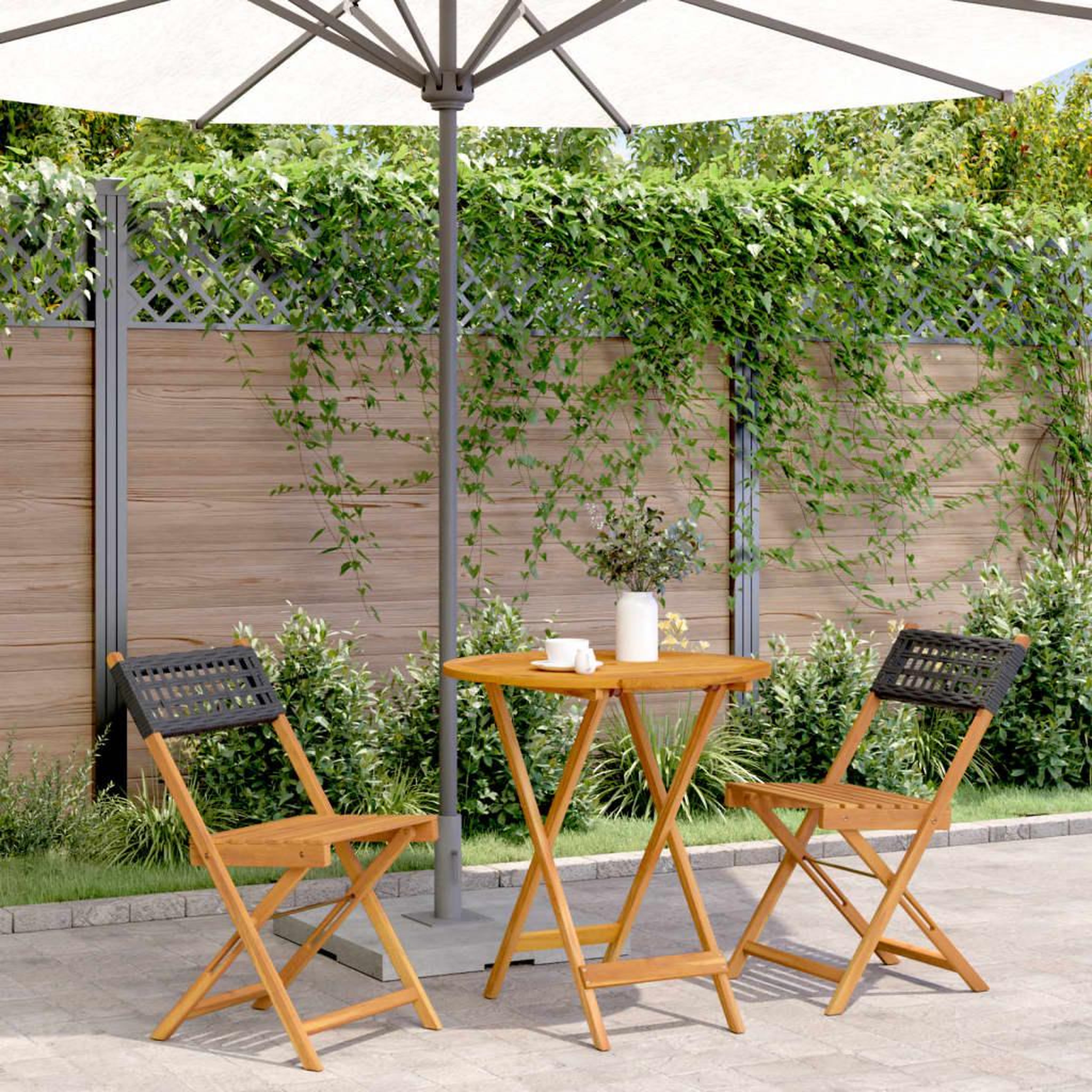 VIDAXL Ensemble de bistro 3 pcs noir resine tressee et bois massif