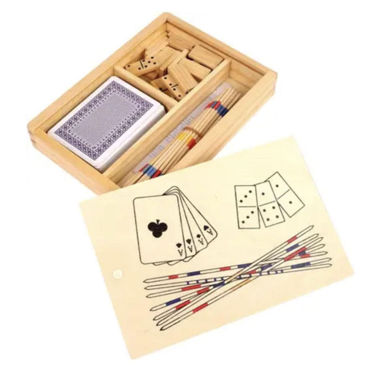 MGM Boite de 3 jeux Mikado - Domino et 54 cartes