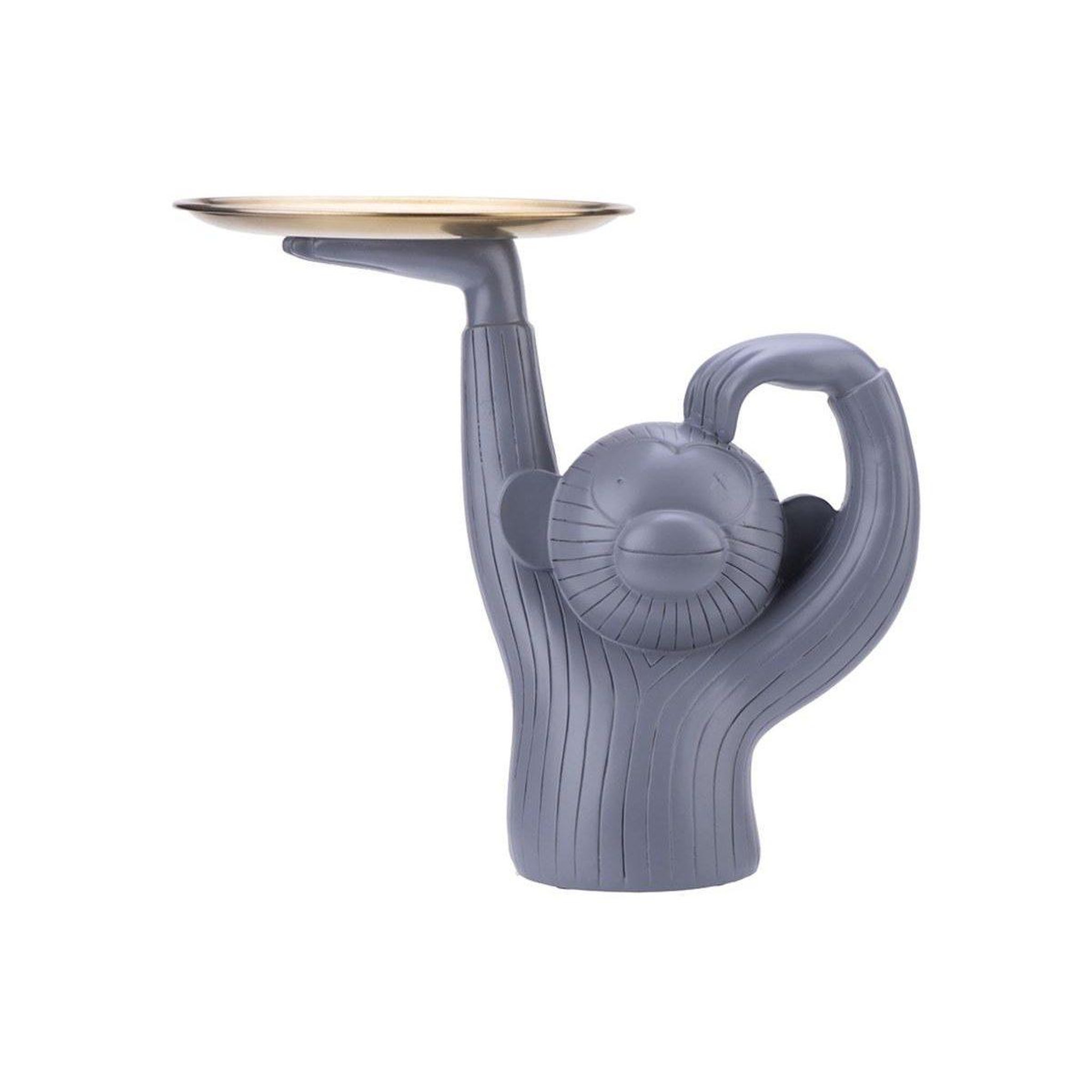 1001JOUETS Statuette en résine en forme de singe avec plateau - Objet décoratif moderne et pratique - Grise