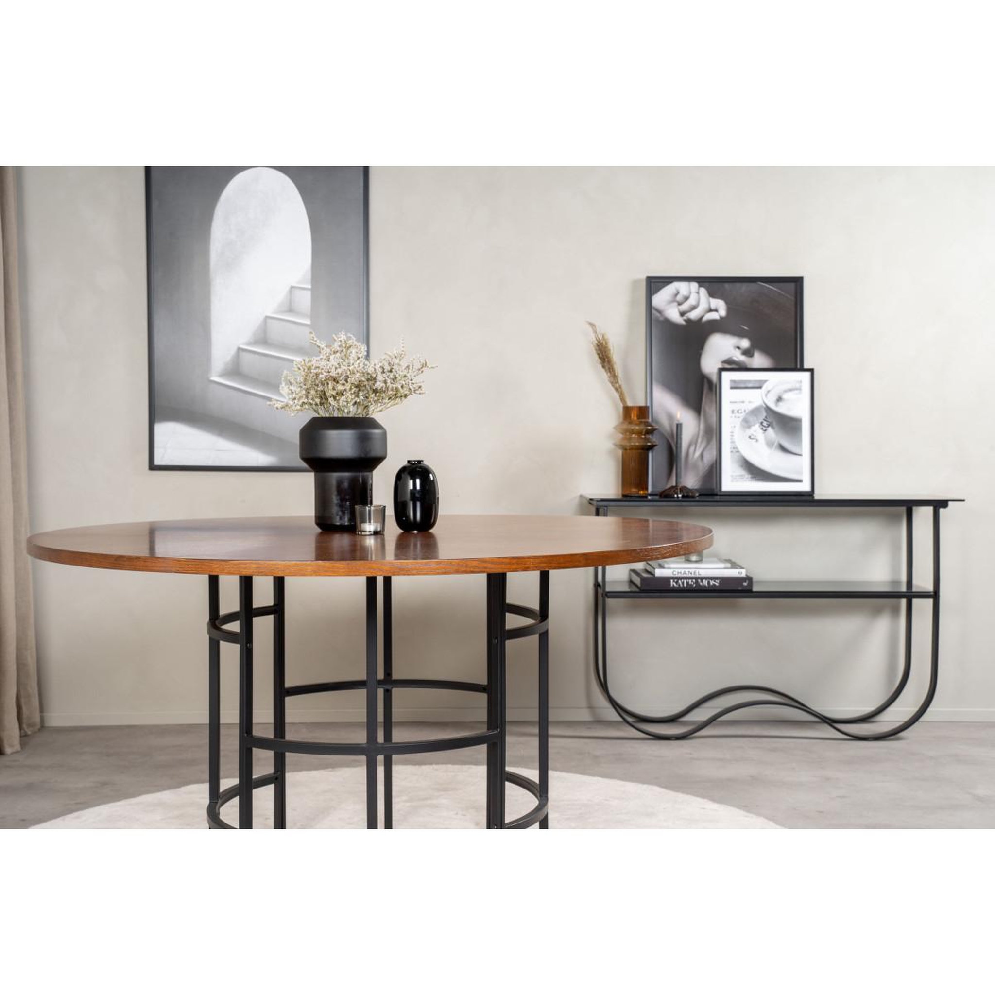 Voir la diapositive 5 : Paris Prix Table à manger ronde  copenhagen  140cm marron