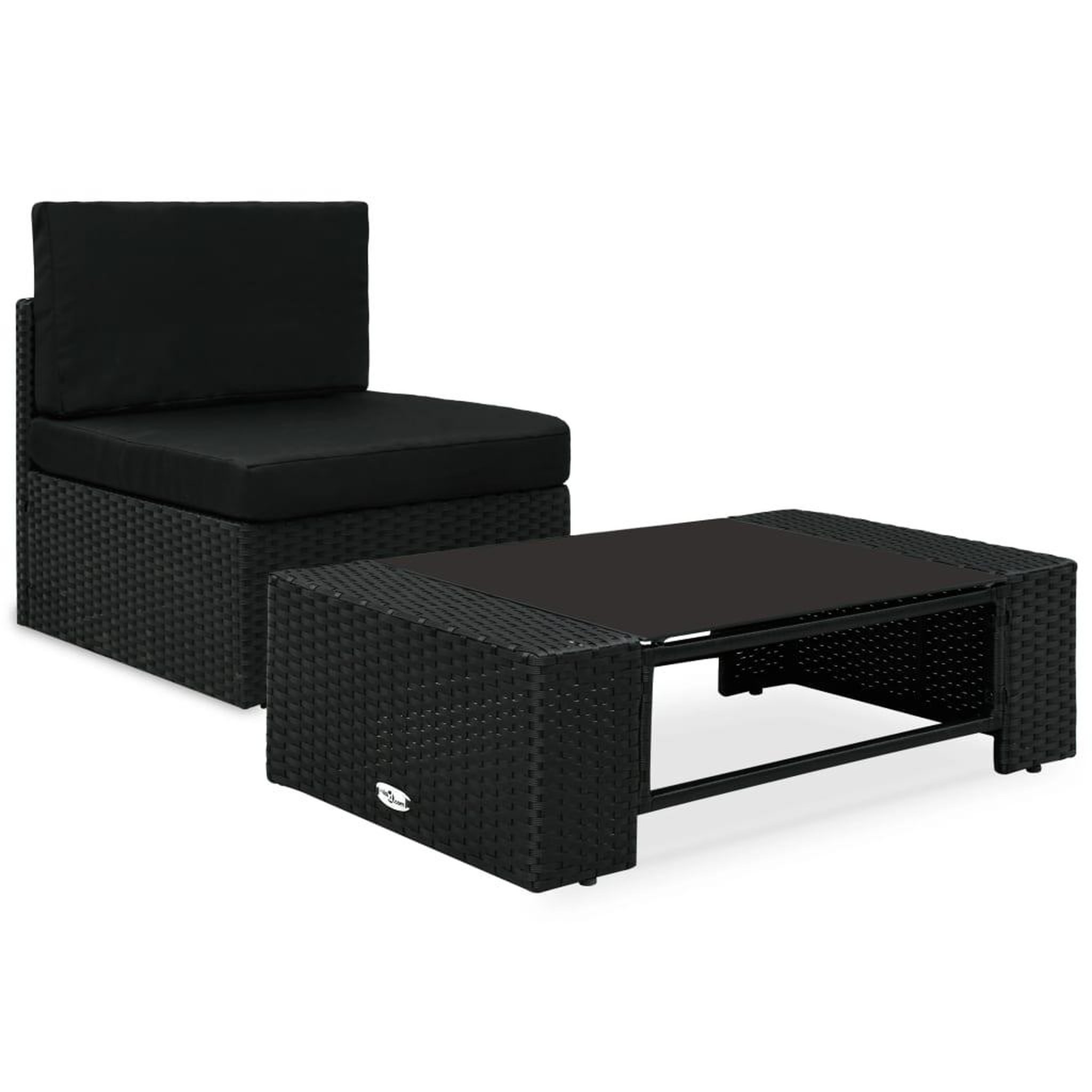 Voir la diapositive 1 : VIDAXL Salon de jardin 2 pcs Resine tressee Noir
