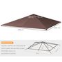 Voir la diapositive 3 : OUTSUNNY Toile de rechange pour pavillon tonnelle tente 3 x 3 m polyester haute densité 180 g/m² revêtement PA anti-UV chocolat