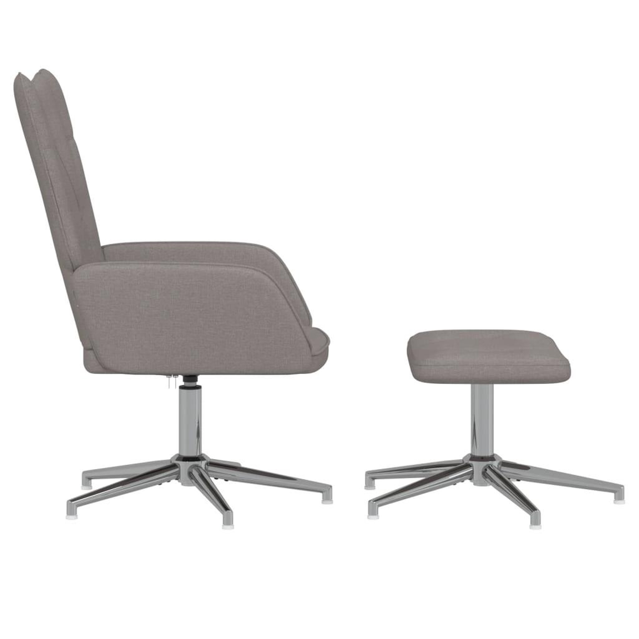 Voir la diapositive 4 : VIDAXL Chaise de relaxation avec tabouret Taupe Tissu