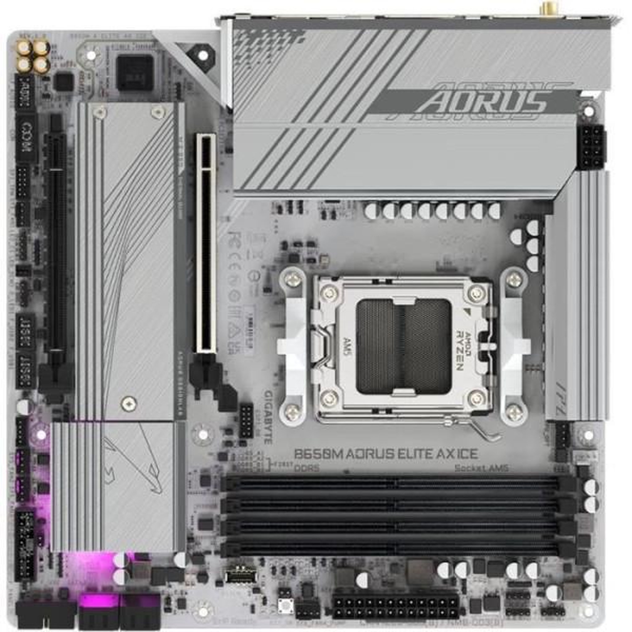 Voir la diapositive 5 : Gigabyte Carte mere - GIGABYTE - B650M AORUS ELITE AX ICE - Micro ATX - Wi-Fi 6E - DDR5 jusqu'a 8000 MHz