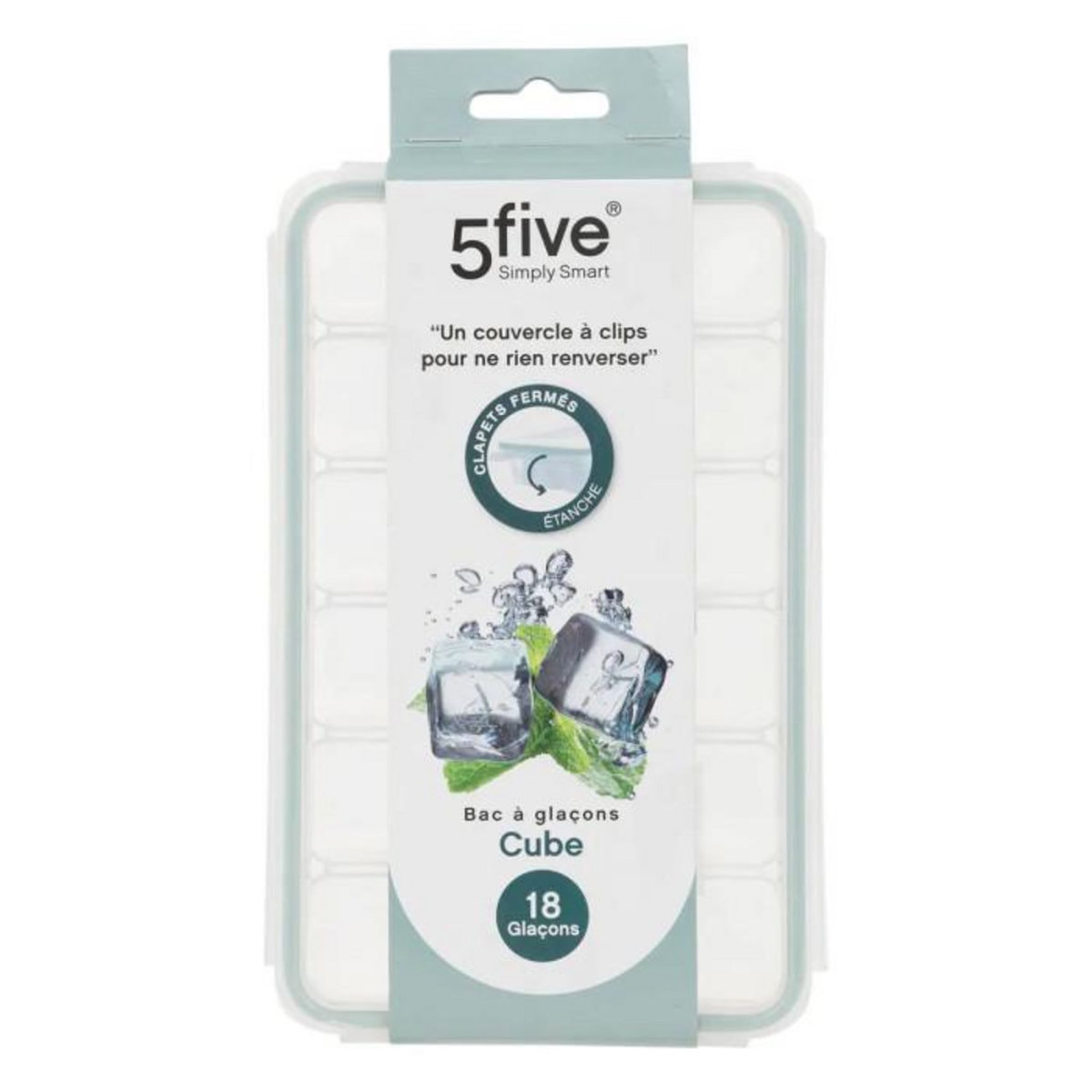 FIVE Bac à Glaçons Avec Couvercle  18 Cavités  20cm Bleu Artic