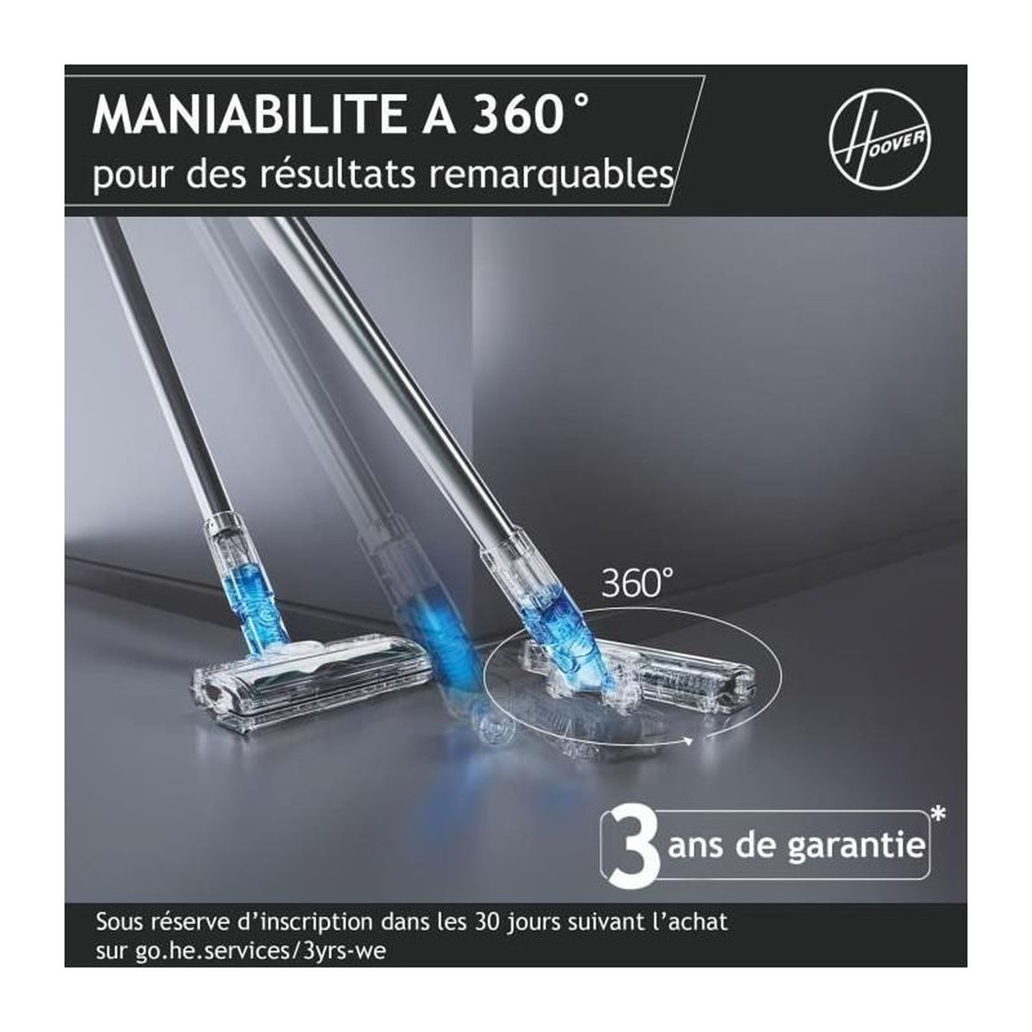 Voir la diapositive 3 : HOOVER Aspirateur Balai sans Fil - HOOVER HF410H - 190 W - Autonomie : 30 min - 0,7 L