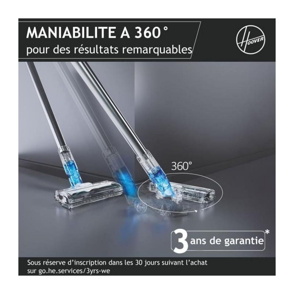 HOOVER Aspirateur Balai sans Fil - HOOVER HF410H - 190 W - Autonomie : 30 min - 0,7 L