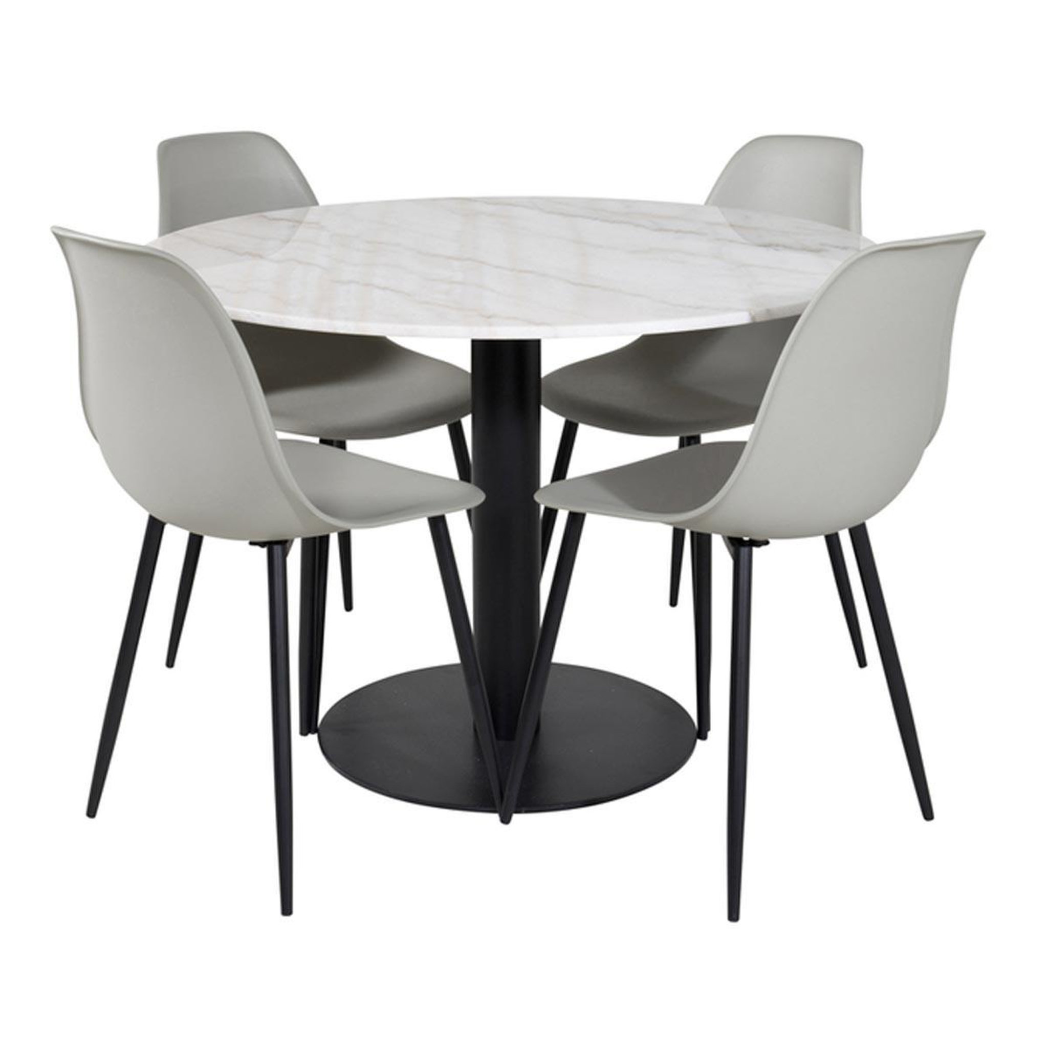 Paris Prix Ensemble table à manger & 4 chaises  estelle & polar  106cm blanc & gris