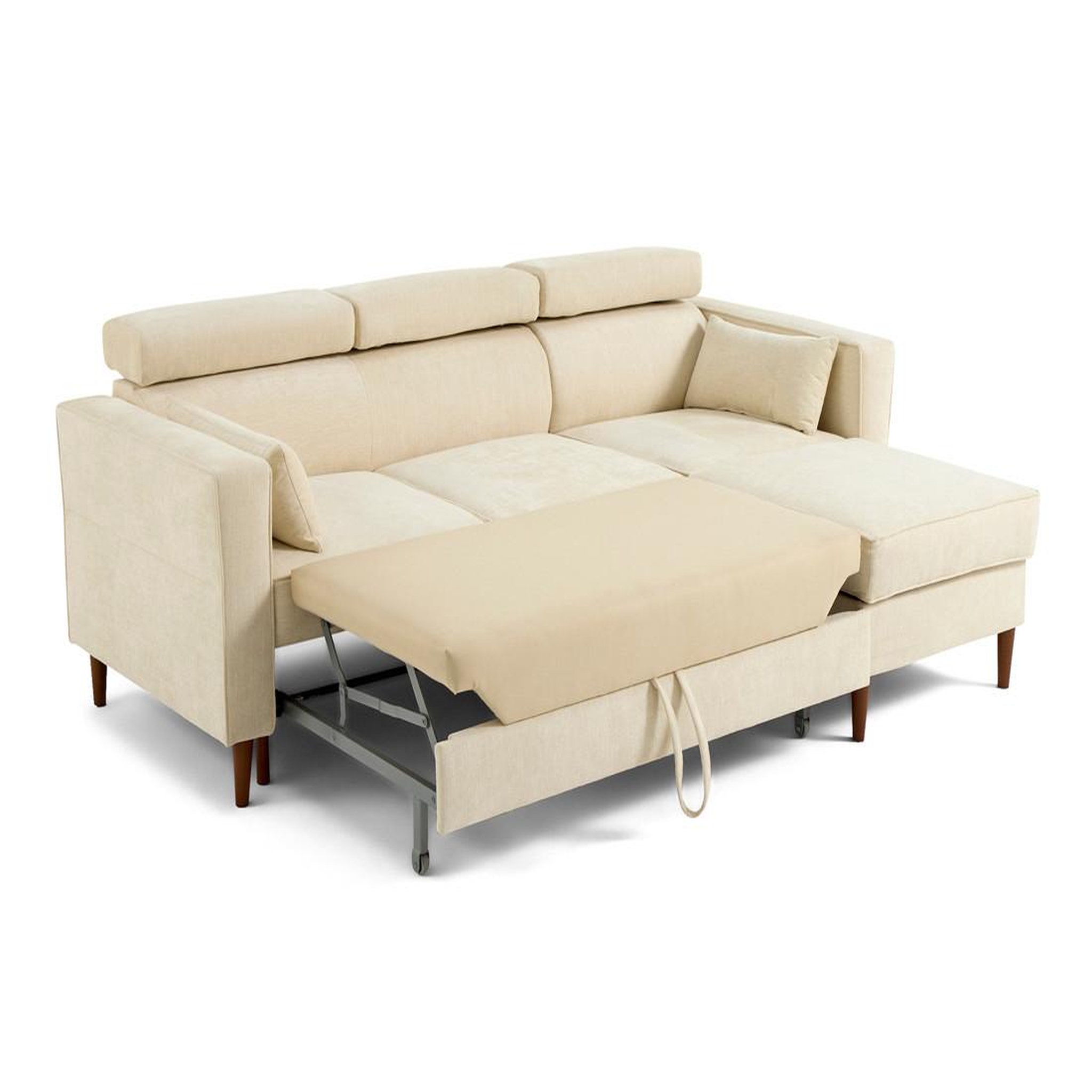 Voir la diapositive 2 : BEST MOBILIER Alicante - canapé d'angle réversible convertible avec têtières - coffre - 4 places - en tissu texturé