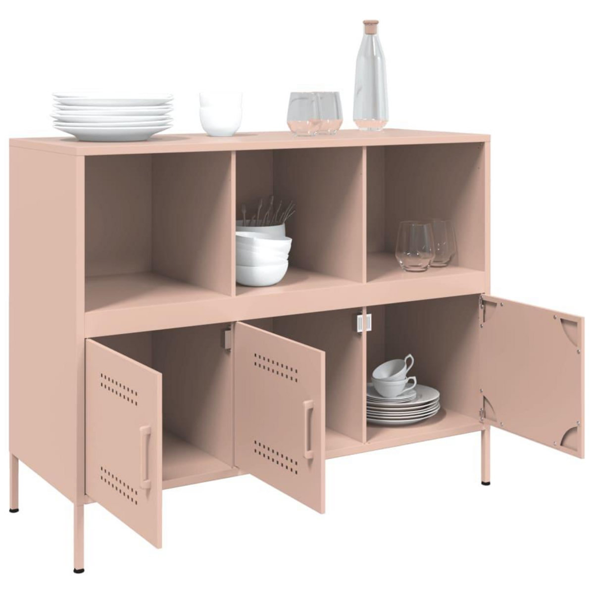 VIDAXL Buffet rose 100,5x39x79 cm acier