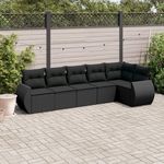 VIDAXL Salon de jardin 6 pcs avec coussins noir resine tressee