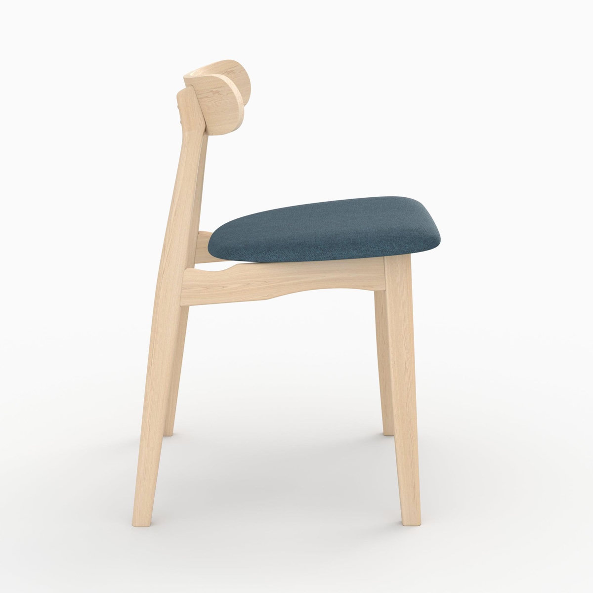 Rendez vous déco Lot de 2 chaises en tissu bleu et bois d'hévéa-Lisette