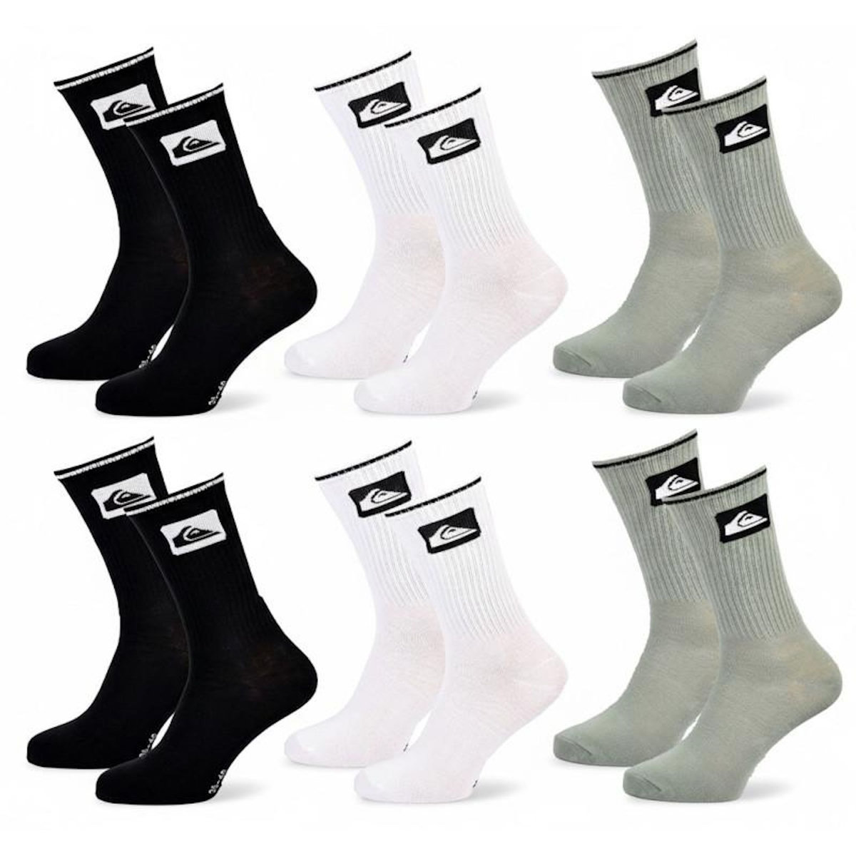 QUIKSILVER Quiksilver Pack de Chaussettes Homme Crew – Lot 6 Paires Regular Lifestyle