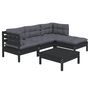 Voir la diapositive 3 : VIDAXL Salon de jardin 5 pcs avec coussins Noir Bois de pin
