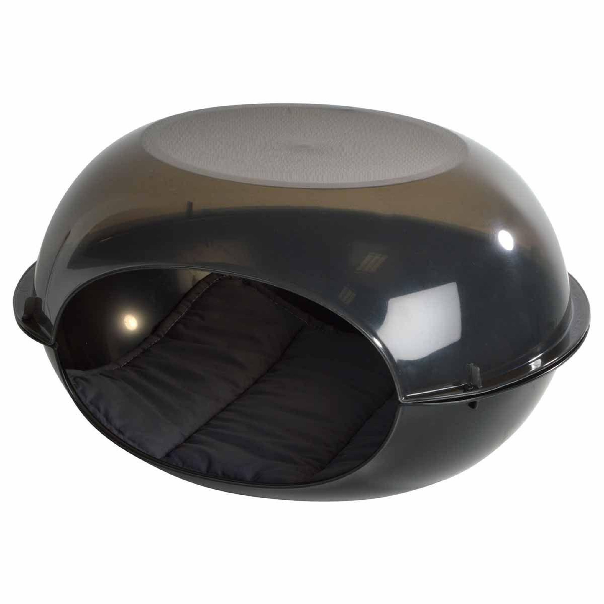 LOVE STORY Niche pour chien & coussin  dôme  57cm noir fumé