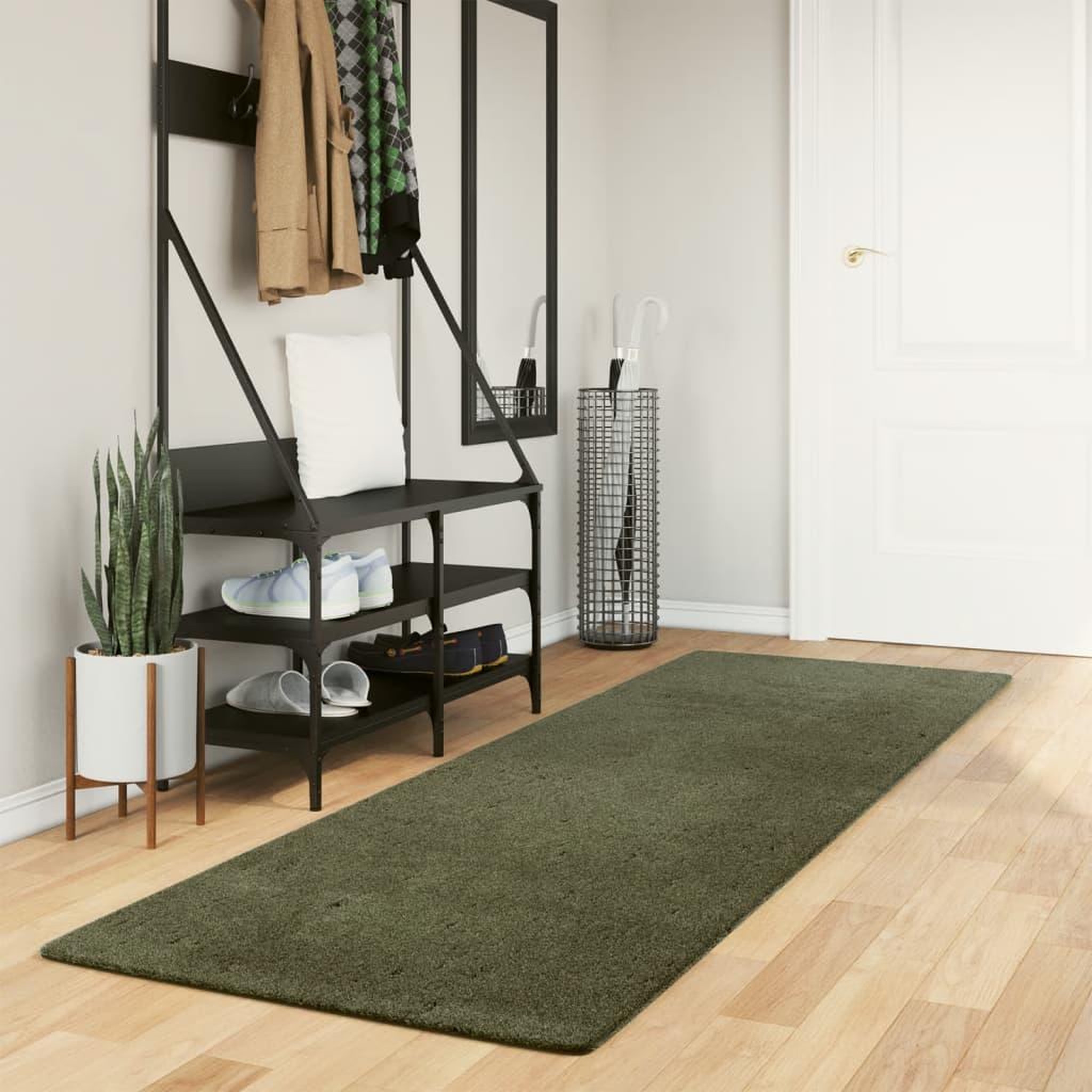 VIDAXL Tapis HUARTE a poils courts doux et lavable vert foret 80x250cm