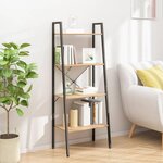 VIDAXL Etagere sur pied 4 niveaux Marron clair et noir 56x35x140 cm