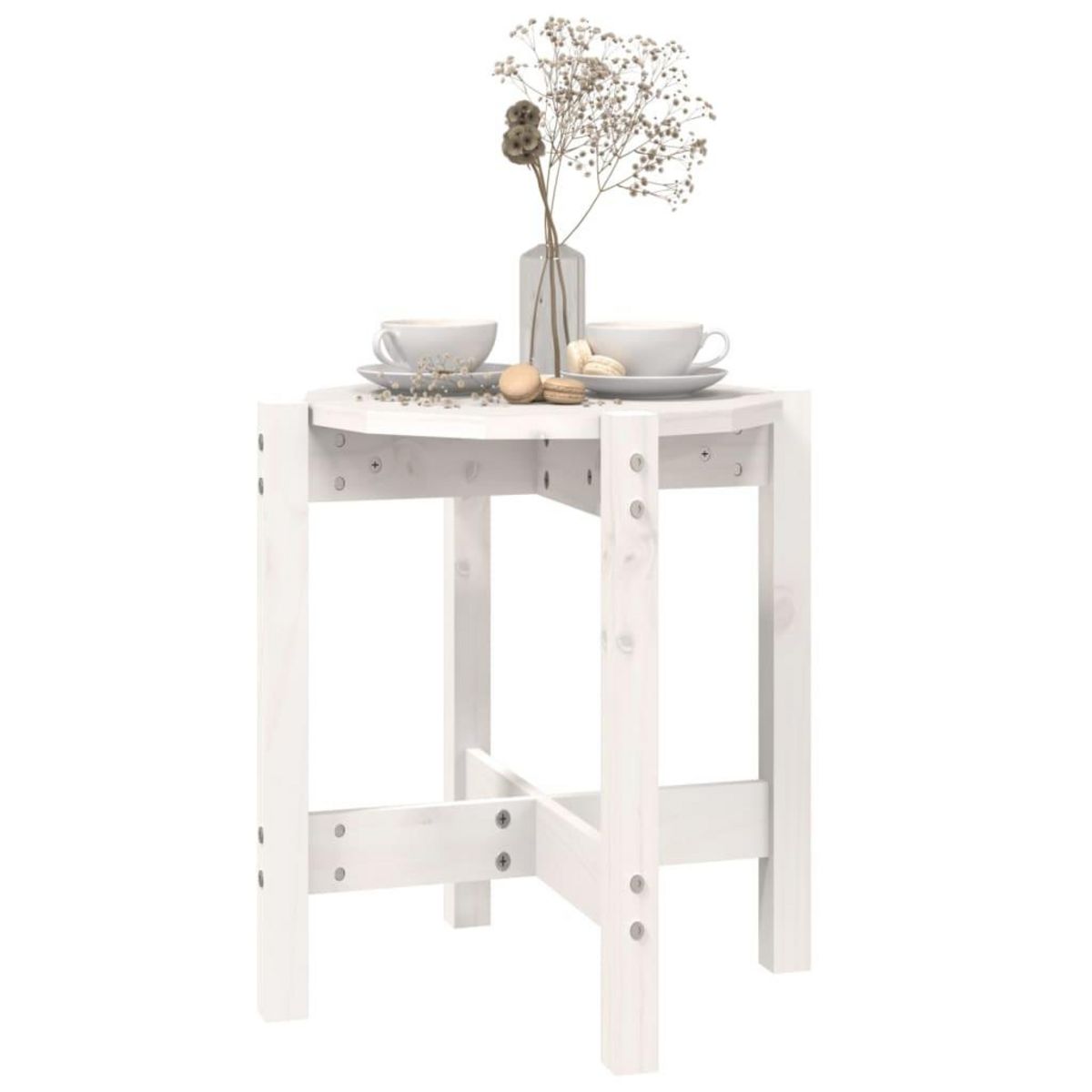 VIDAXL Table basse Blanc Ø 42,5x45 cm Bois massif de pin