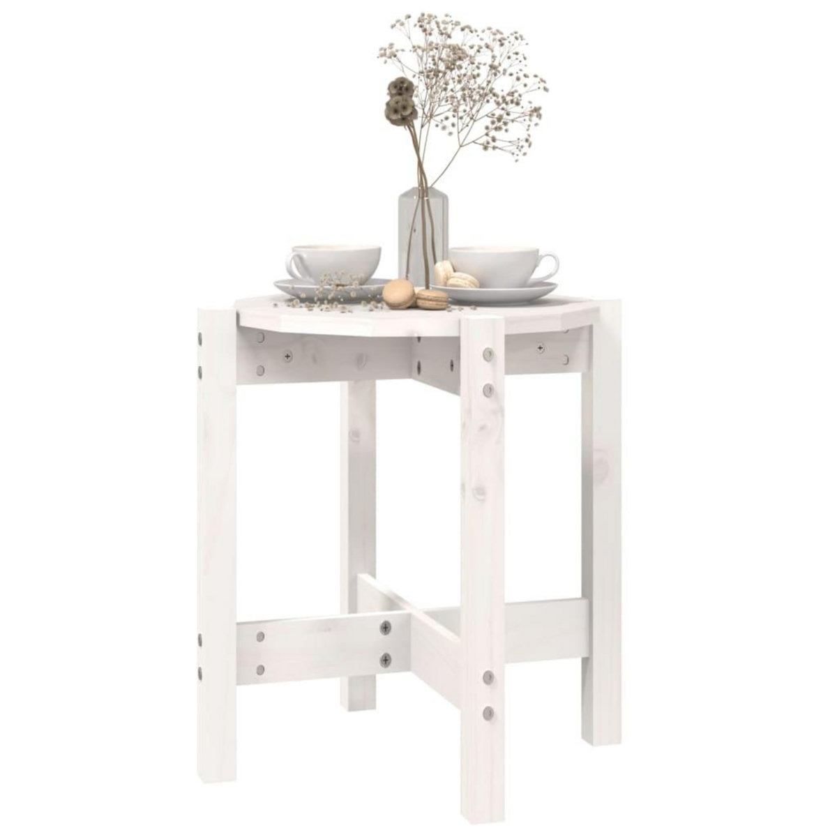 VIDAXL Table basse Blanc Ø 42,5x45 cm Bois massif de pin