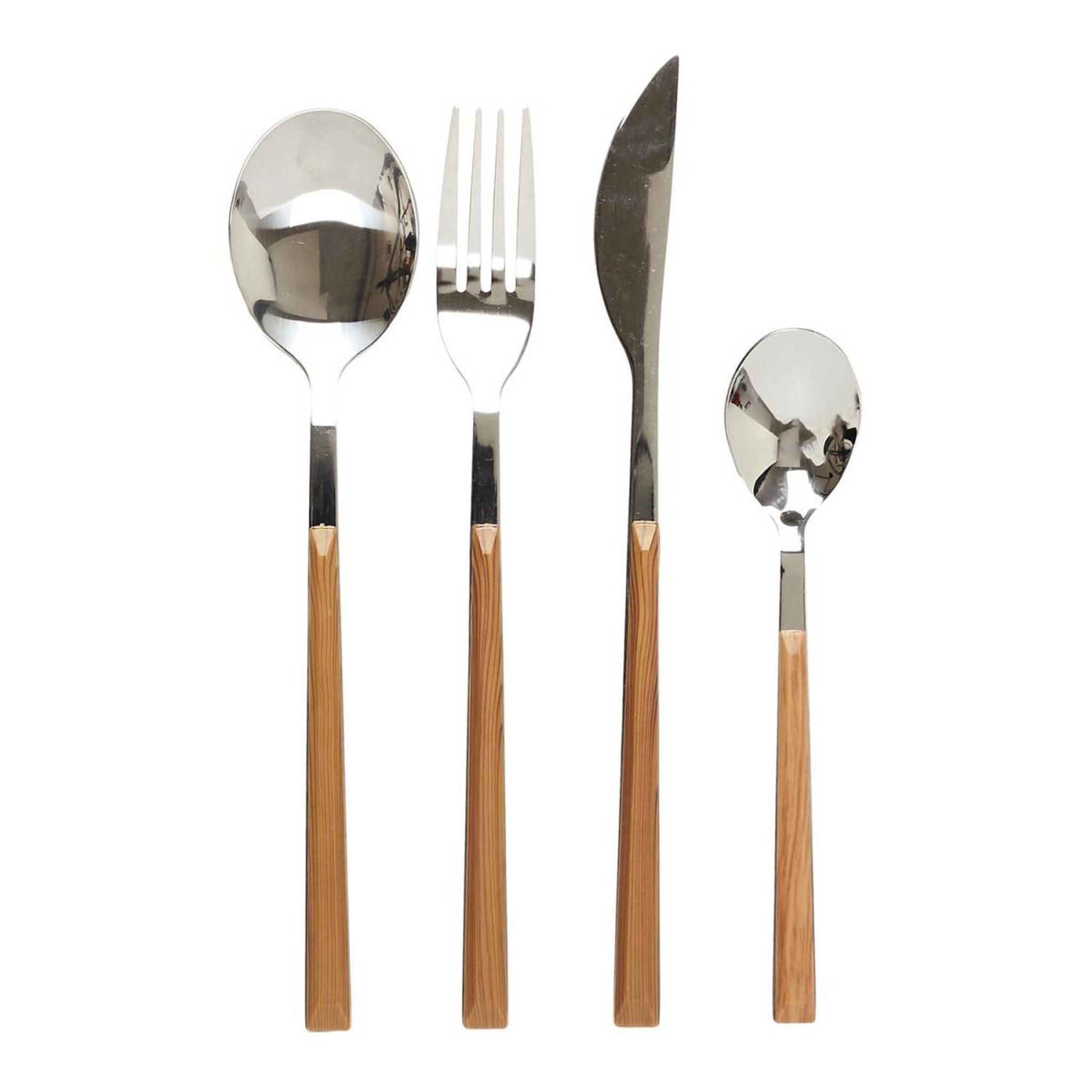 The Home Deco Factory Ménagère 16 Pièces  Effet Bois  25cm Marron