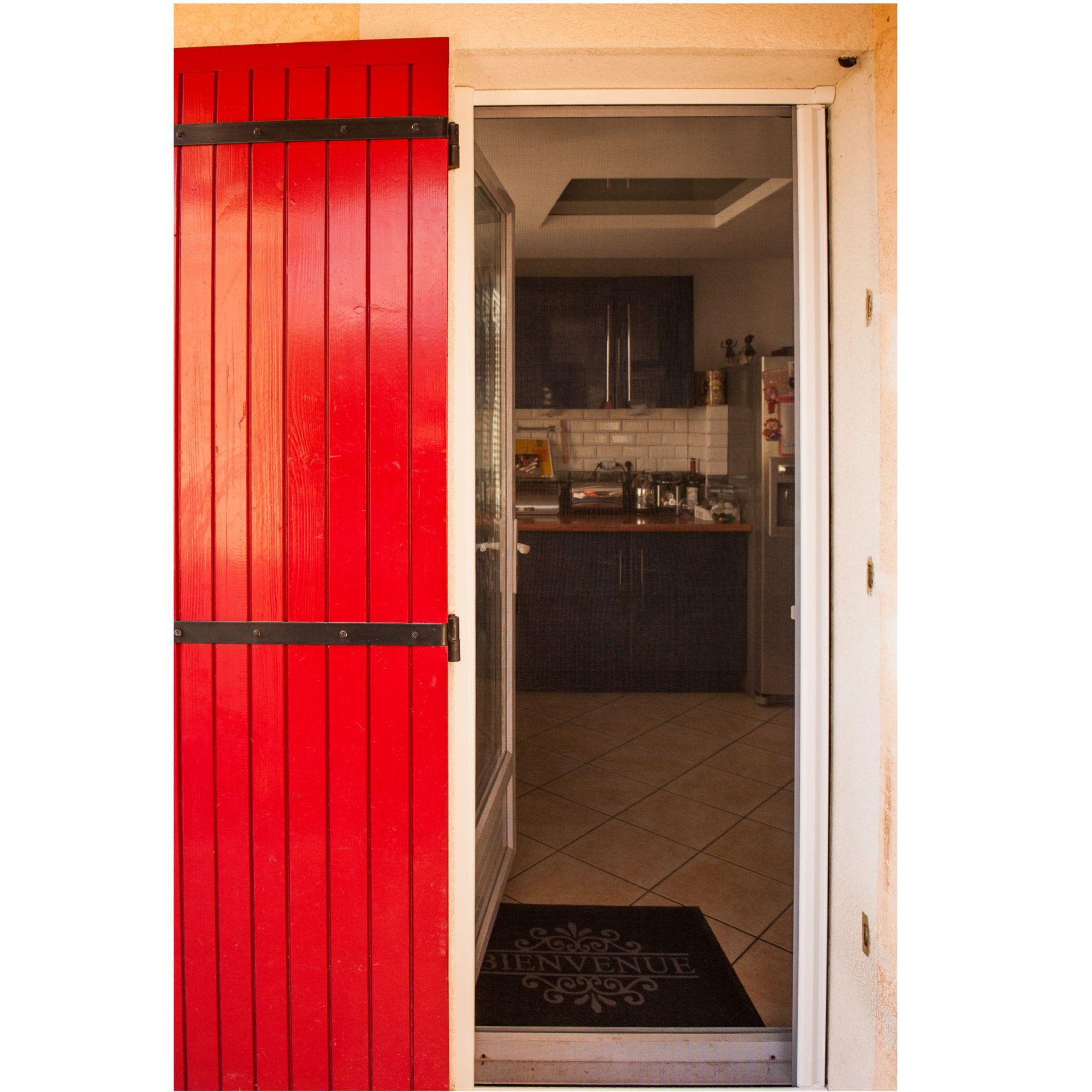 Voir la diapositive 2 : WERKAPRO Porte moustiquaire aluminium  140x225cm  blanc werka pro