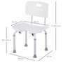 Voir la diapositive 3 : HOMCOM Chaise de douche siège de douche ergonomique hauteur assise réglable pieds antidérapants charge max. 136 Kg alu HDPE blanc
