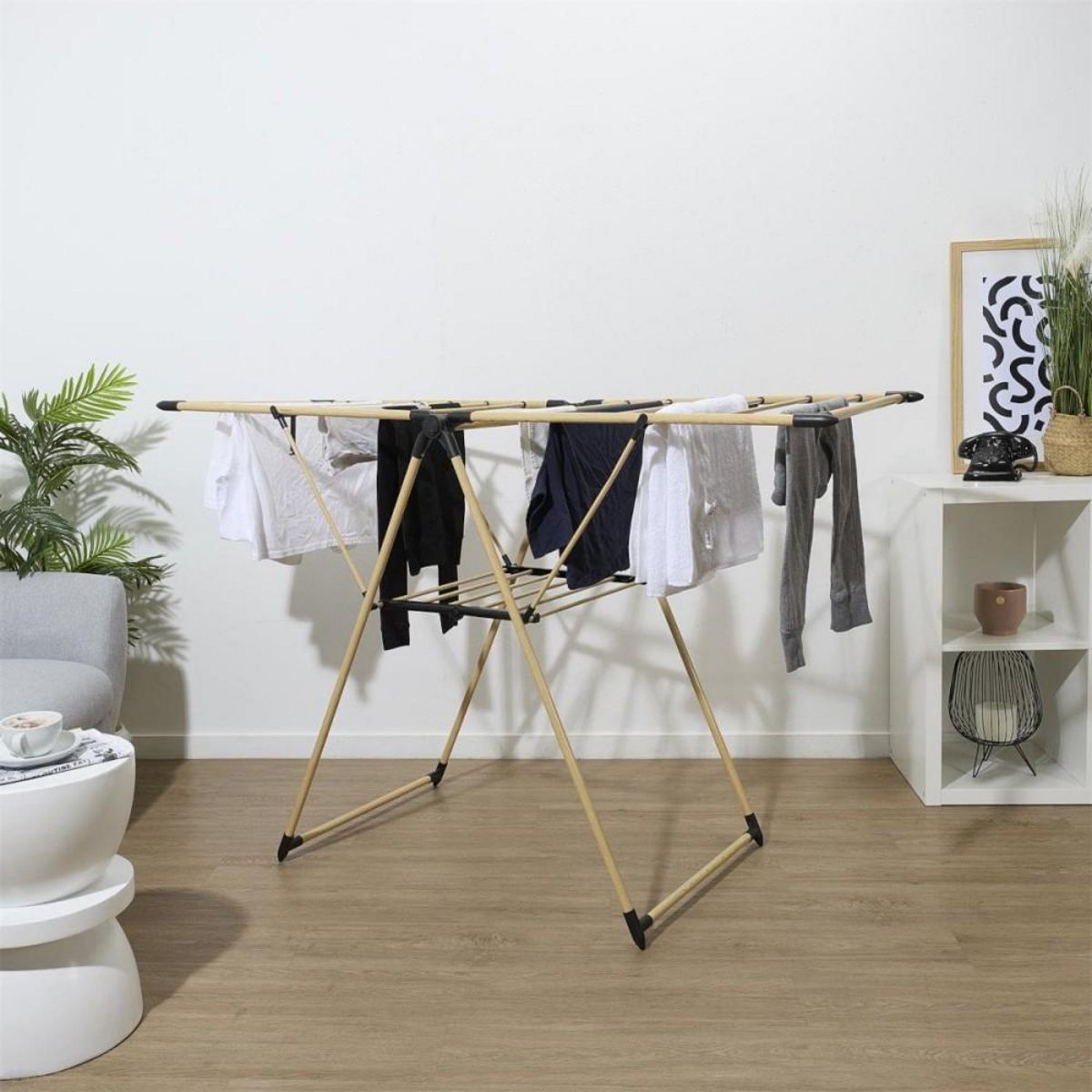 The Home Deco Factory Etendoir à linge effet bois 13m étendage