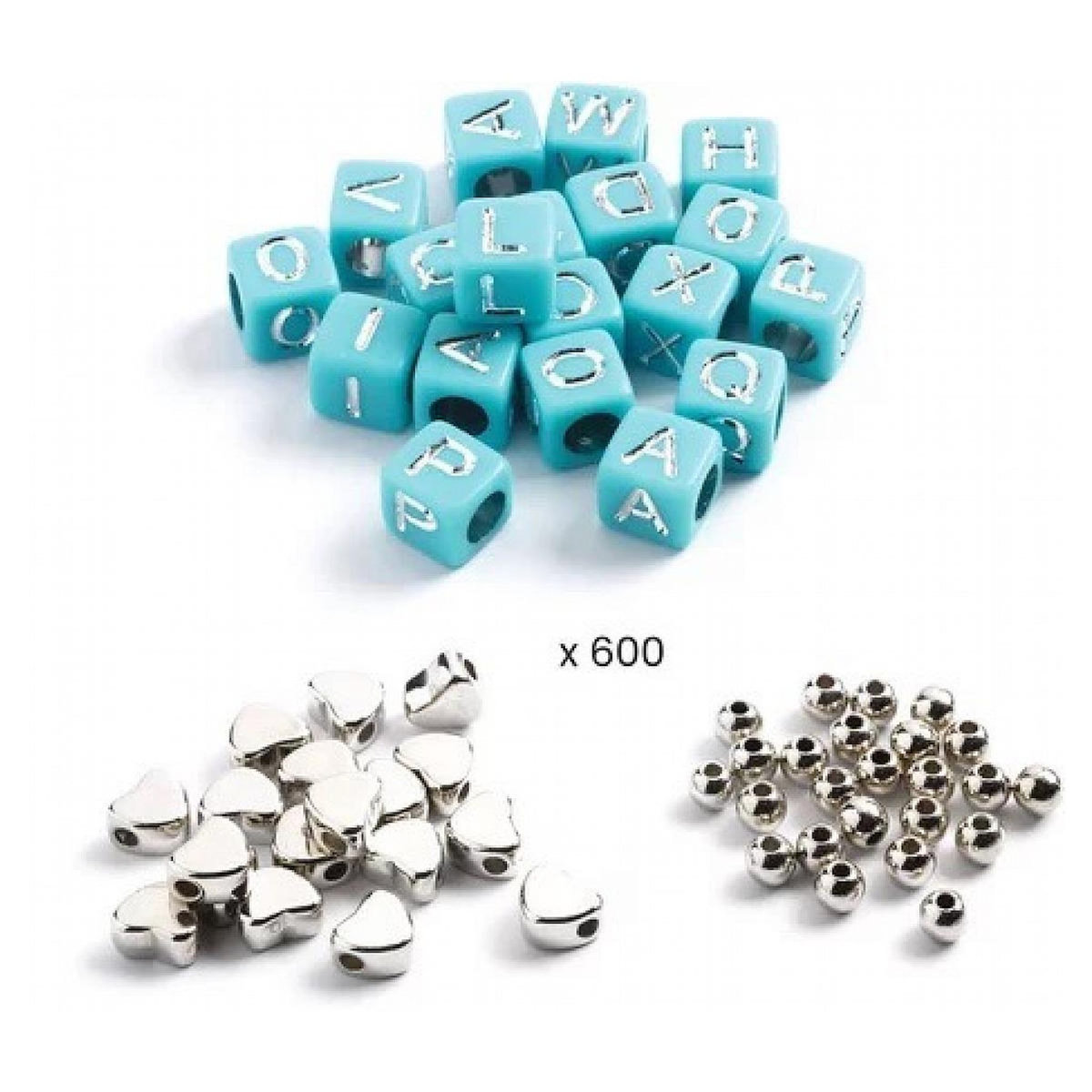 Djeco Foison de perles - Perles alphabet, argent