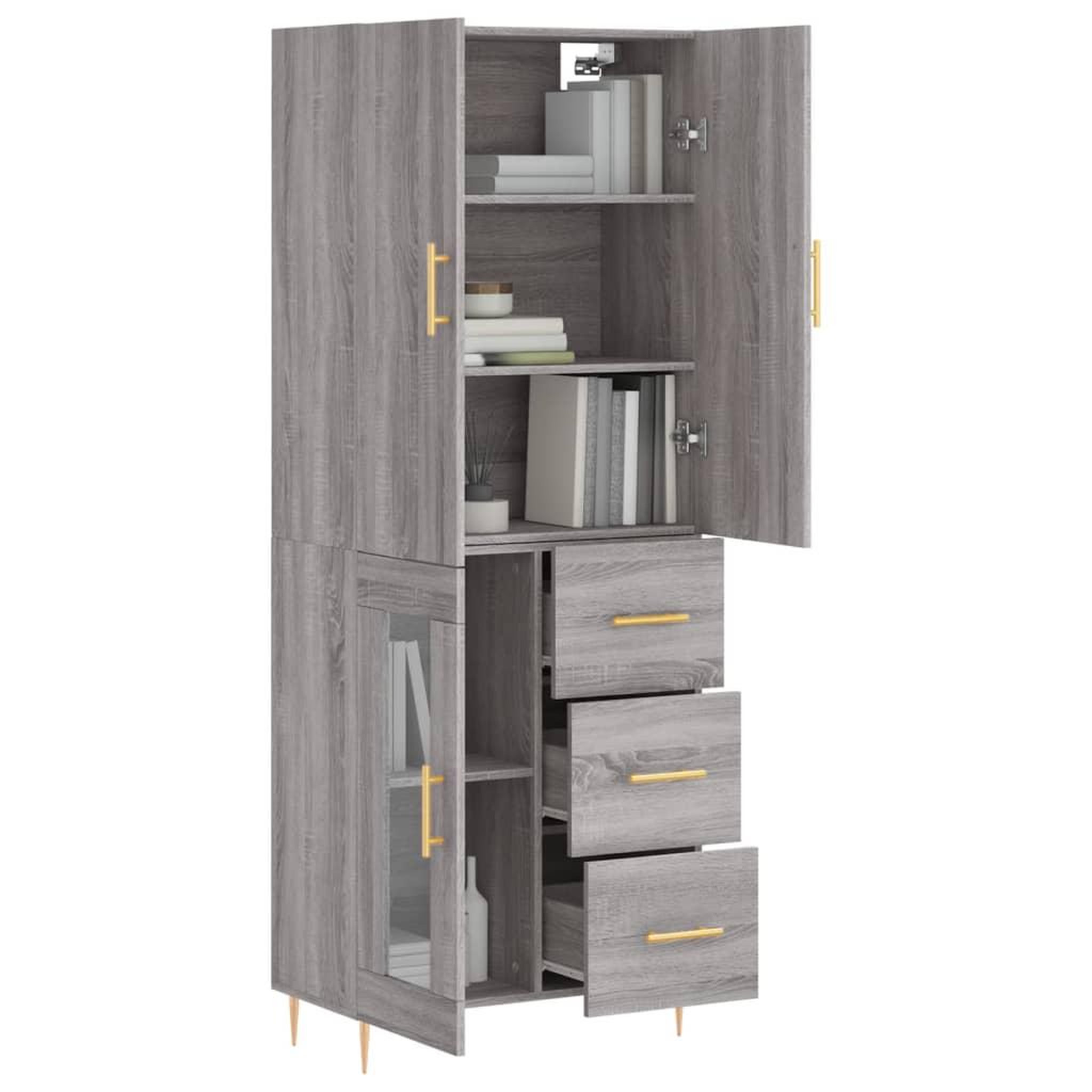 Voir la diapositive 3 : VIDAXL Buffet haut Sonoma gris 69,5x34x180 cm Bois d'ingenierie