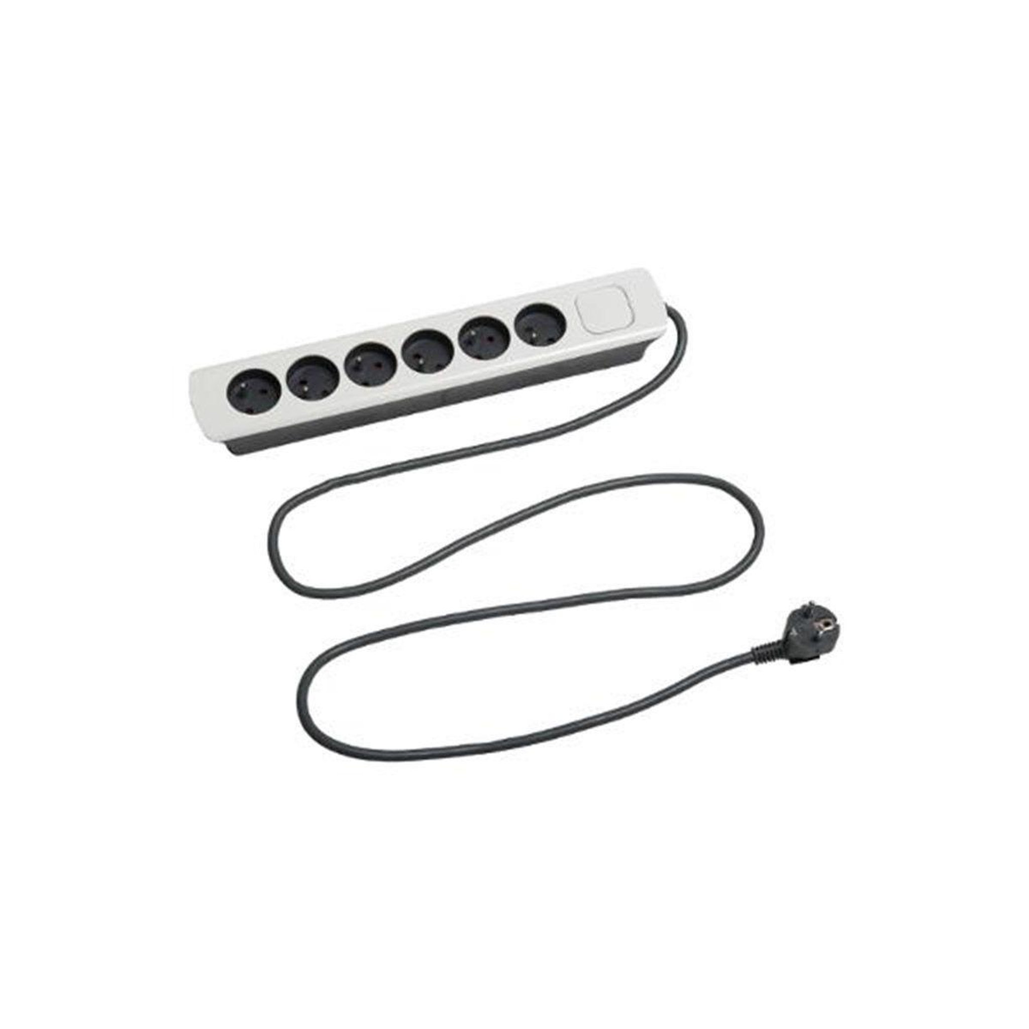 Voir la diapositive 1 : SMART SYSTEM Multiprise  6 Prises Terre  1,5M Blanc & Gris