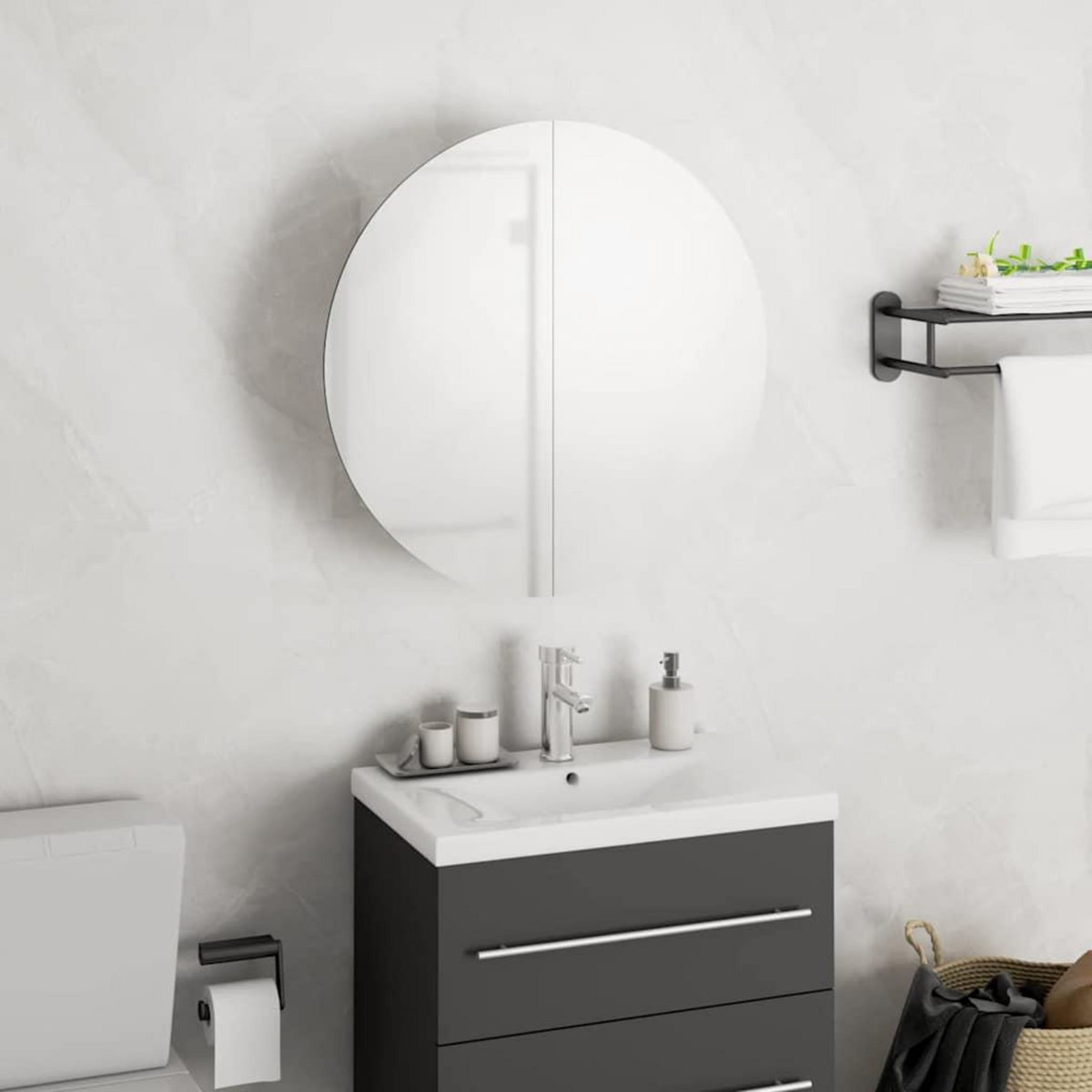 VIDAXL Armoire de salle de bain miroir rond et LED Blanc 40x40x17,5 cm